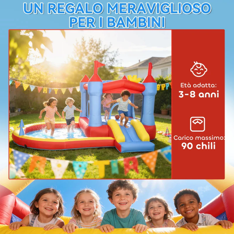 AIYAPLAY Castello Gonfiabile per Bambini con Scivolo, Piscina/Palline, Canestro da Basket e Soffiatore - Image 7
