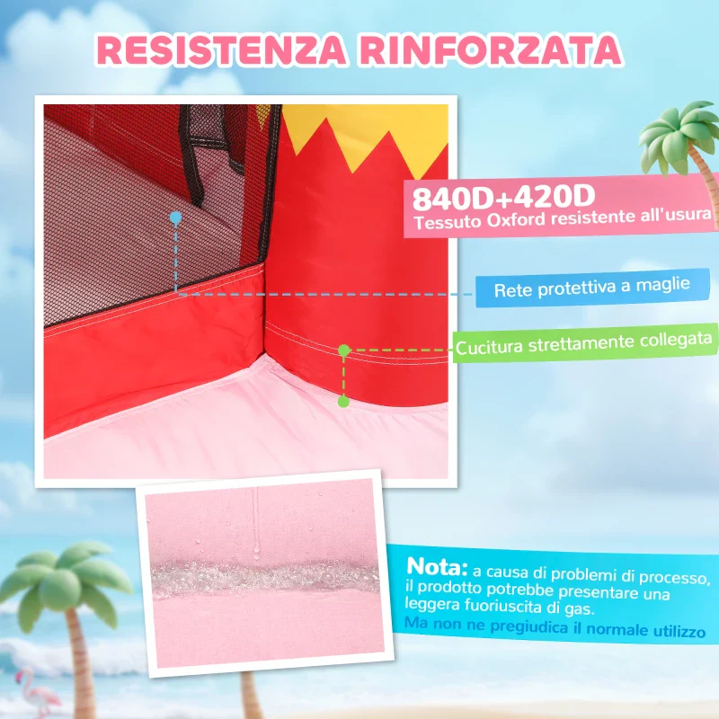 AIYAPLAY Castello Gonfiabile per Bambini con Scivolo, Trampolino, Vasca di Palline e Canestro Basket, 255x230x196 cm, Rosa - Image 7