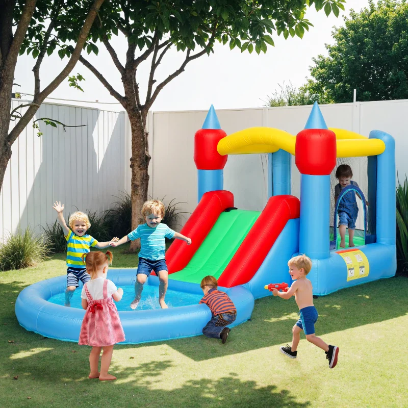 AIYAPLAY Castello Gonfiabile Trampolino 4 in 1, Scivolo, 415x205x190cm, Multicolore - Image 10