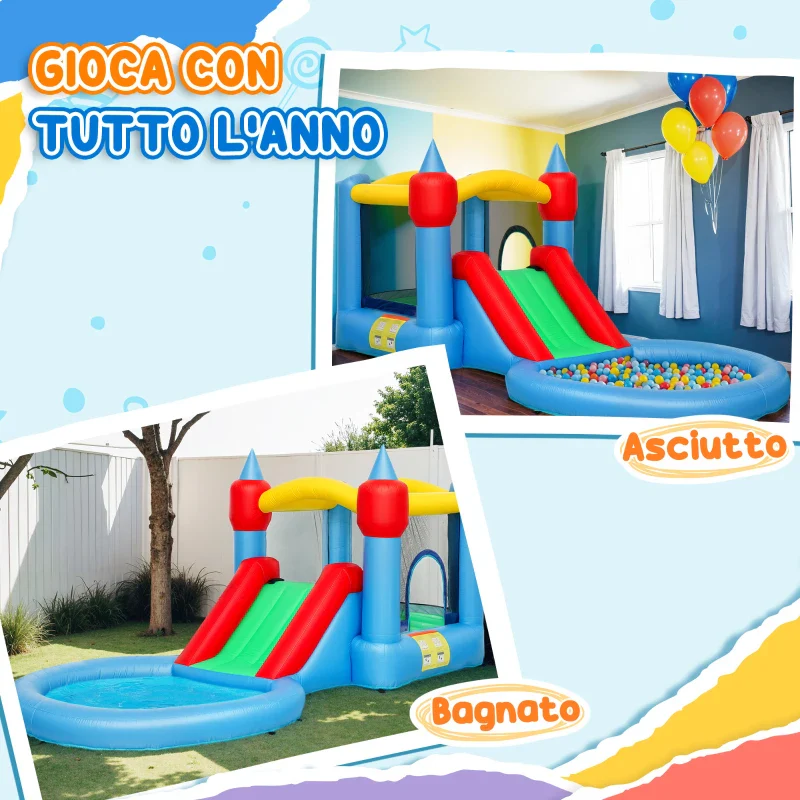 AIYAPLAY Castello Gonfiabile Trampolino 4 in 1, Scivolo, 415x205x190cm, Multicolore - Image 11