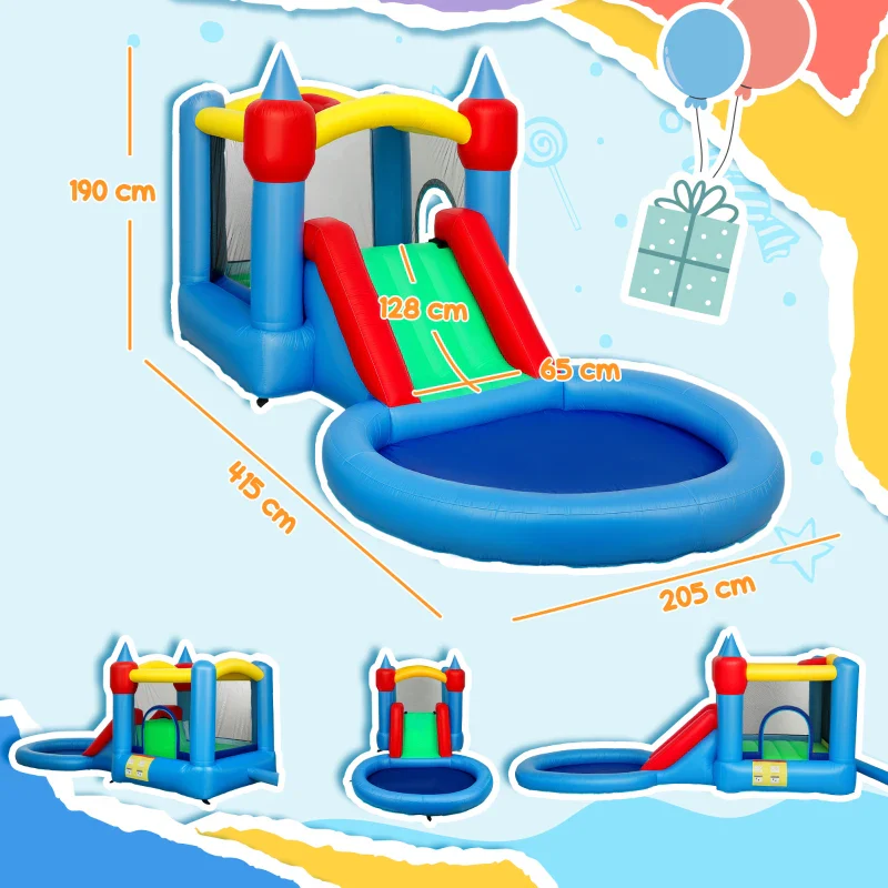 AIYAPLAY Castello Gonfiabile Trampolino 4 in 1, Scivolo, 415x205x190cm, Multicolore - Image 2