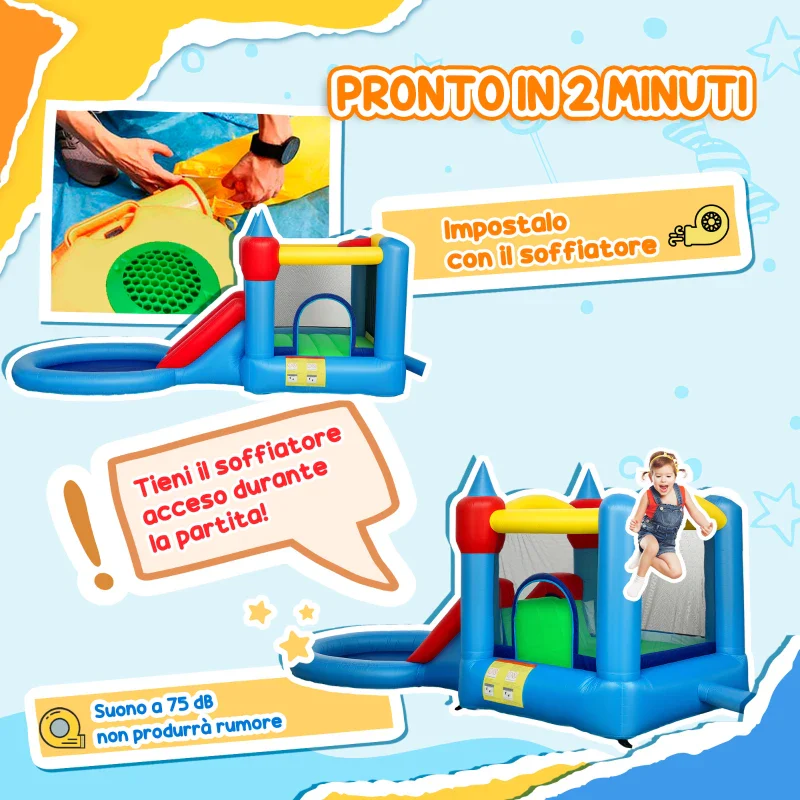 AIYAPLAY Castello Gonfiabile Trampolino 4 in 1, Scivolo, 415x205x190cm, Multicolore - Image 7