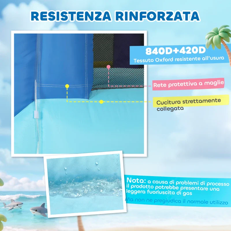 AIYAPLAY Gonfiabile Tema Squali con Scivolo, Piscina/Piscina Palline per Divertimento Bambini all'Aperto - Image 4