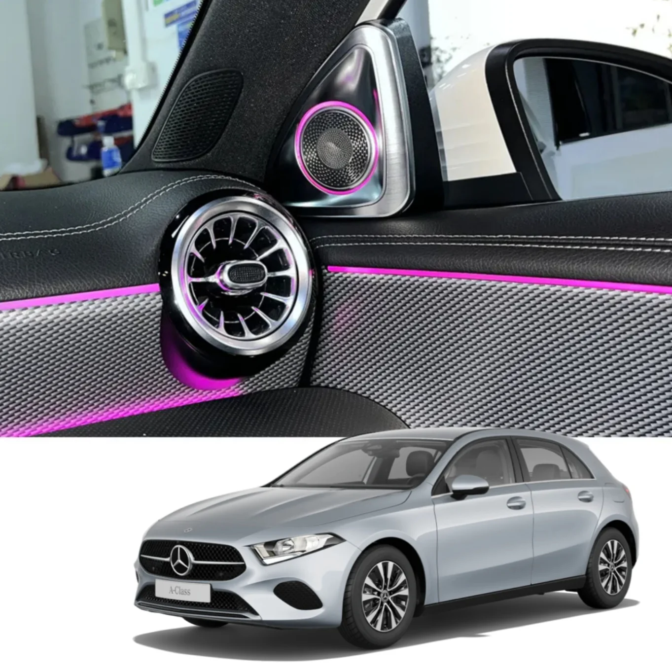 (PRENOTA) Ambient Light Tweeter per Mercedes Benz Classe A W177 (2020-2025), 256 Colori, APP