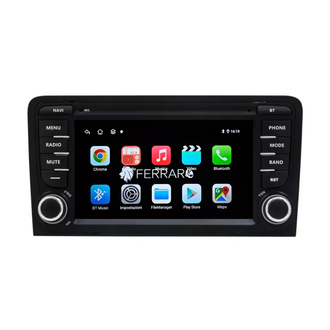 Autoradio per Audi A3 8P 7" (2003-2013) Android, Bluetooth, CarPlay, Android Auto, 4GB/8GB Ram
