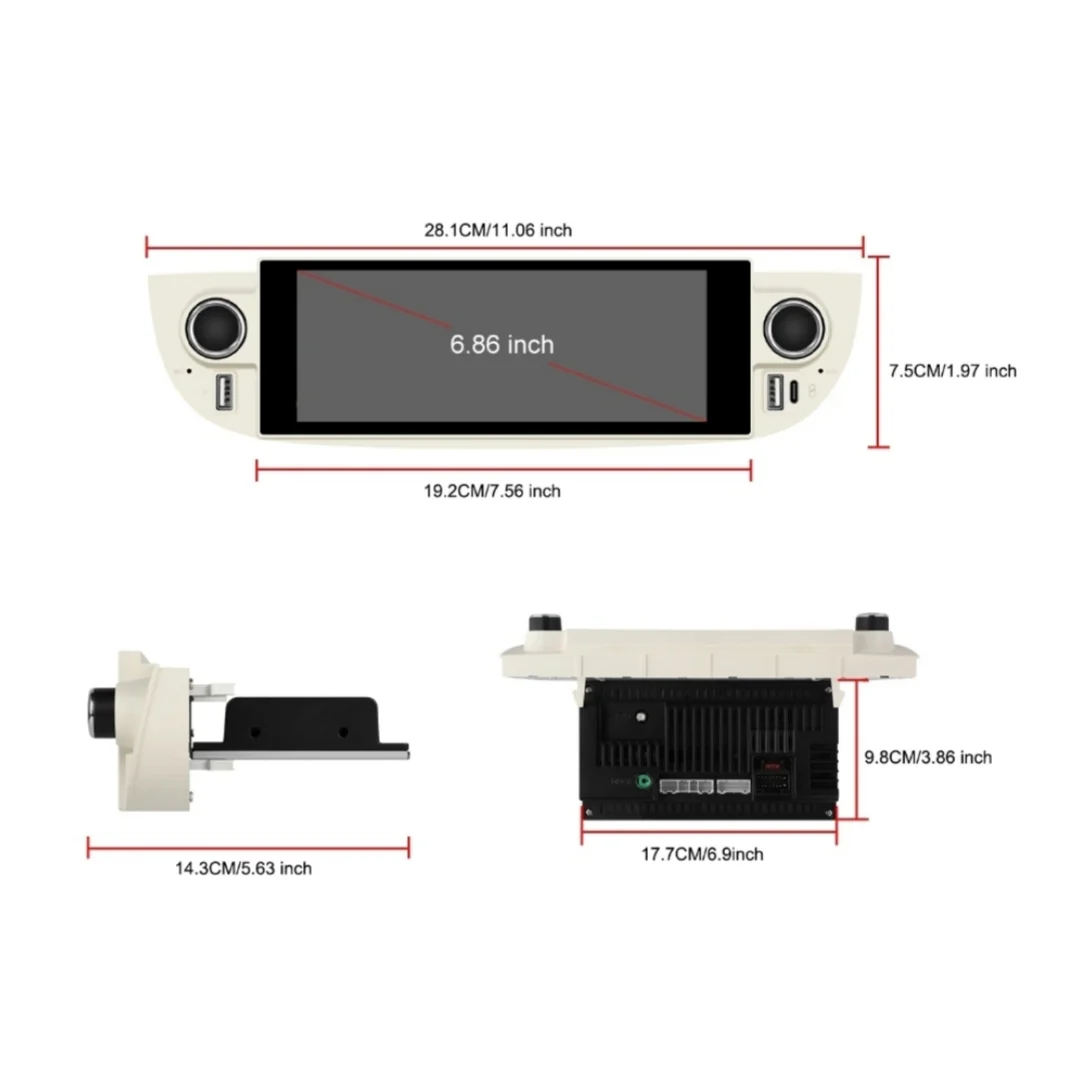 Autoradio per Fiat 500s 6.86" | 2007-2015 | Android | Bluetooth | CarPlay | Android Auto | 2/64GB Ram - Image 2
