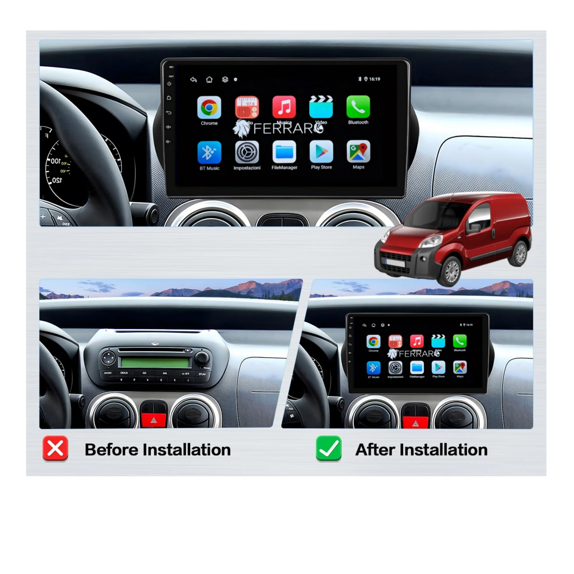 Autoradio per Fiat Qubo 10.1", Citroen Nemo, Peugeot Bipper (2008-2017) Android, Bluetooth, CarPlay, Android Auto, 2GB/4GB/8GB Ram - Image 6
