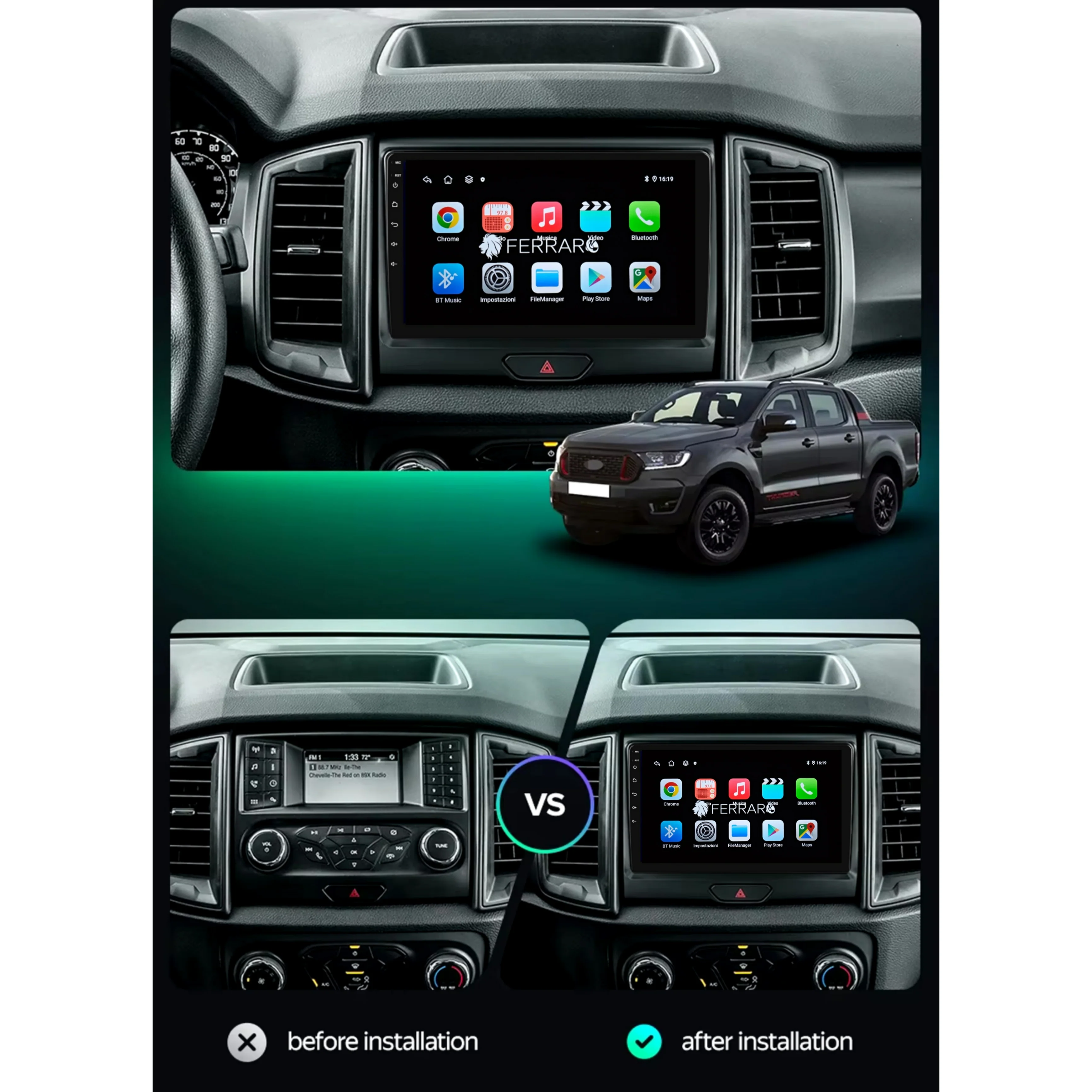 Autoradio per Ford Ranger 9" | 2015-2020 | Android | Bluetooth | CarPlay | Android Auto | 2GB/4GB/6GB/8GB Ram - Image 3