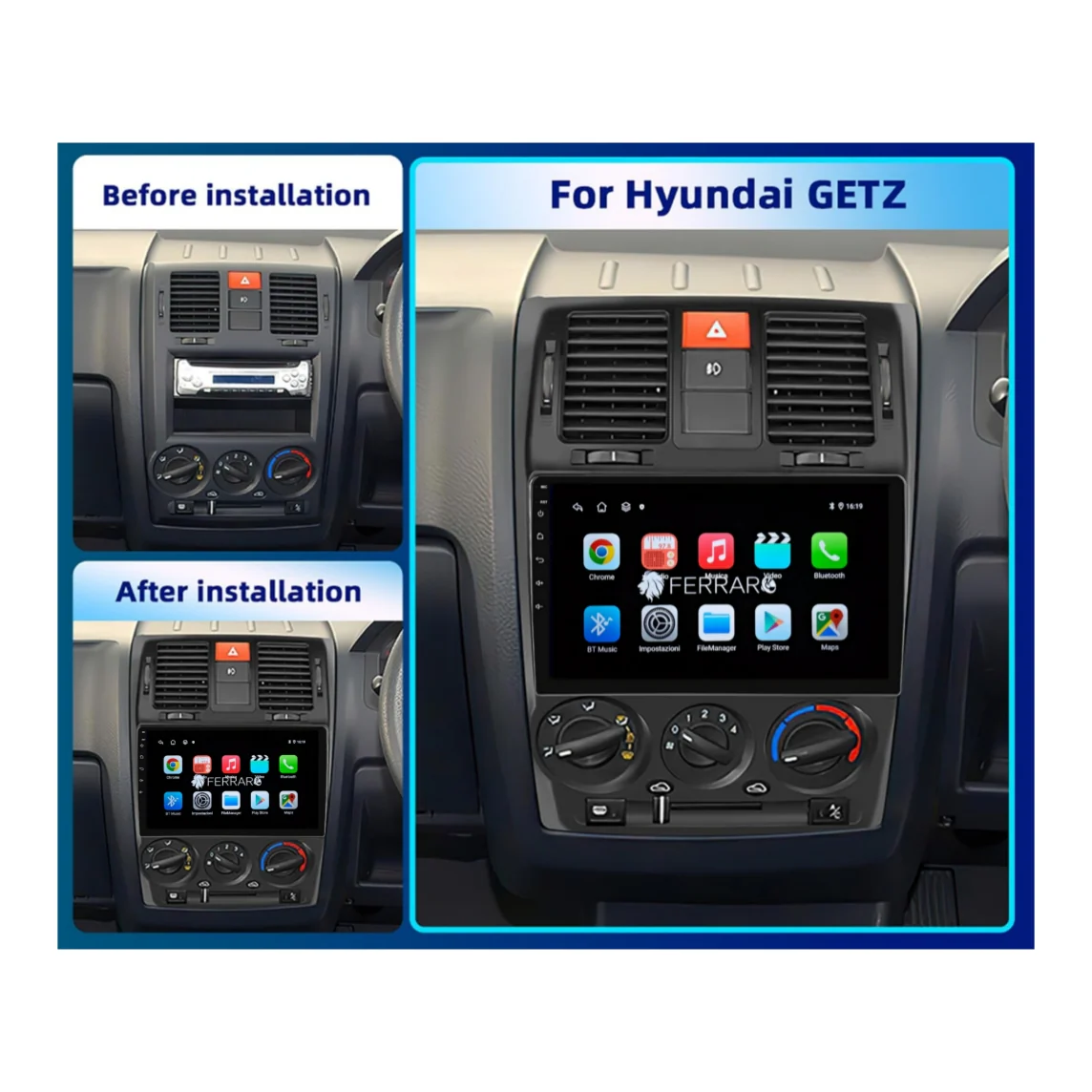 (PRENOTA) Autoradio per Hyundai Getz 9" (2002-2009) Android, Bluetooth, CarPlay, Android Auto, 2GB/4GB/6GB/8GB Ram - Image 4