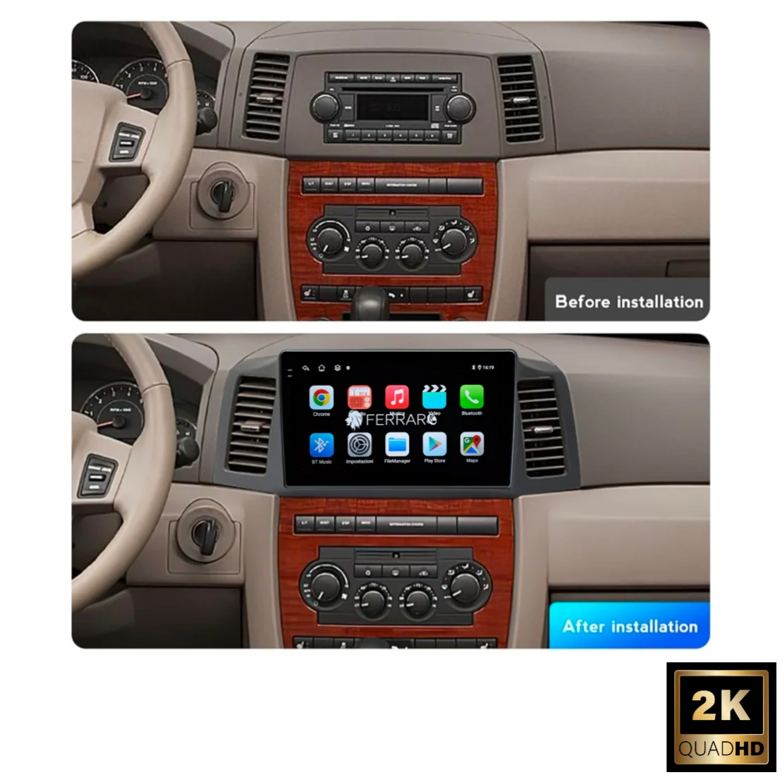 Autoradio per Jeep Grand Cherokee 10.1" 2K | 2004-2010 | Android | Bluetooth | CarPlay | Android Auto | 4/64GB Ram - Image 3