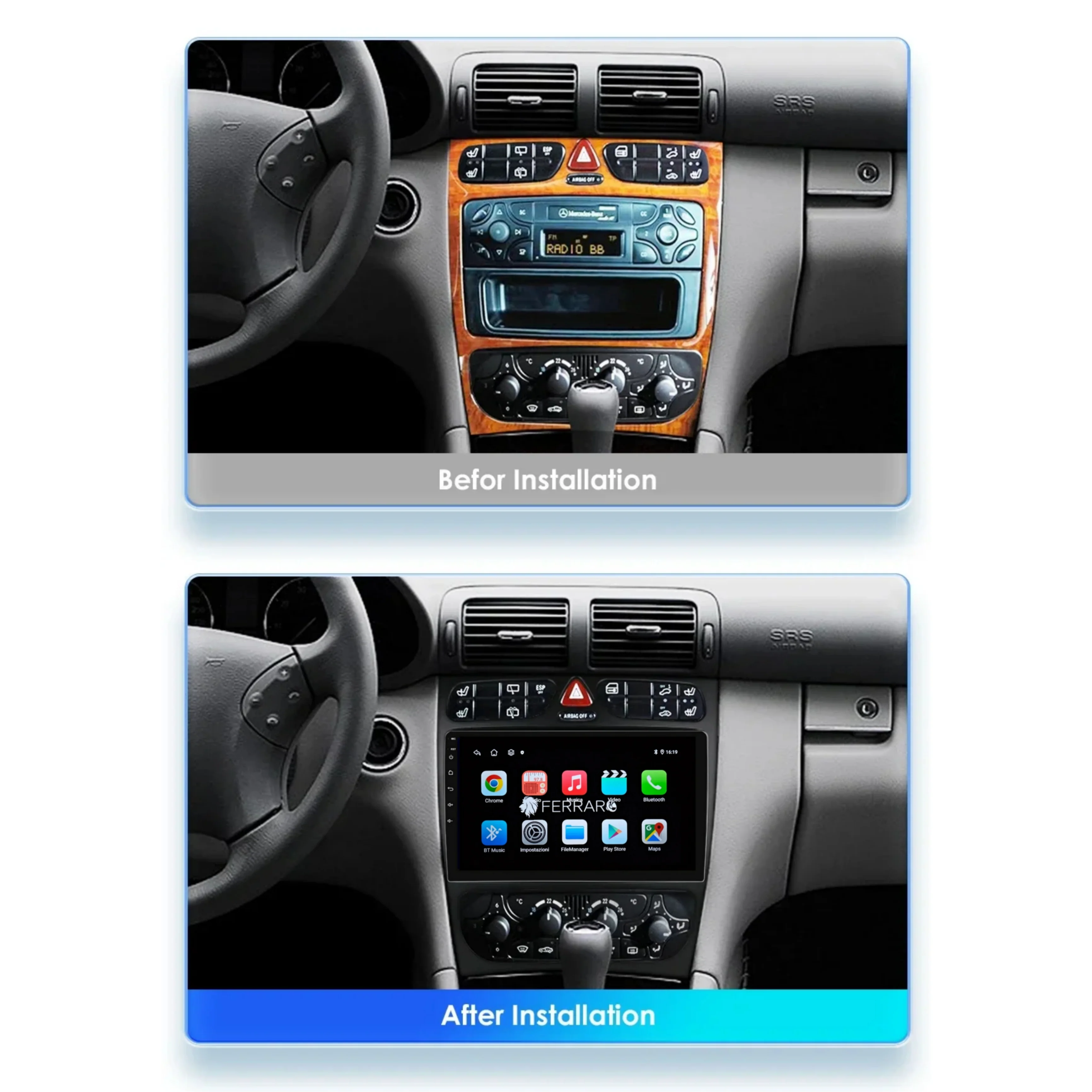 (PRENOTA) Autoradio per Mercedes Classe C 9" (2000-2004) Android, Bluetooth, CarPlay, Android Auto, 2GB/4GB/6GB/8GB Ram - Image 5