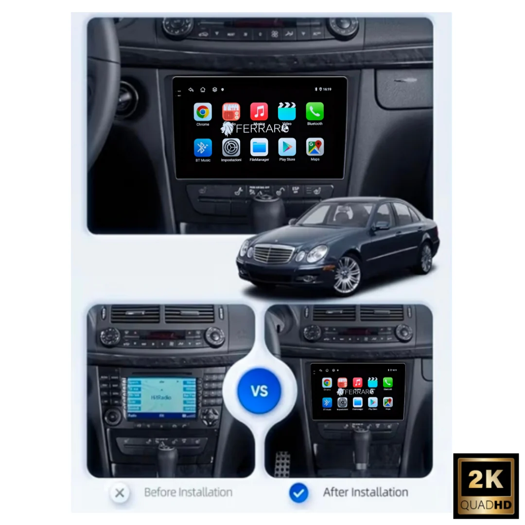 (PRENOTA) Autoradio per Mercedes Classe E W211 9" 2K (2002-2009) Android, Bluetooth, CarPlay, Android Auto, 12/256GB Ram - Image 5