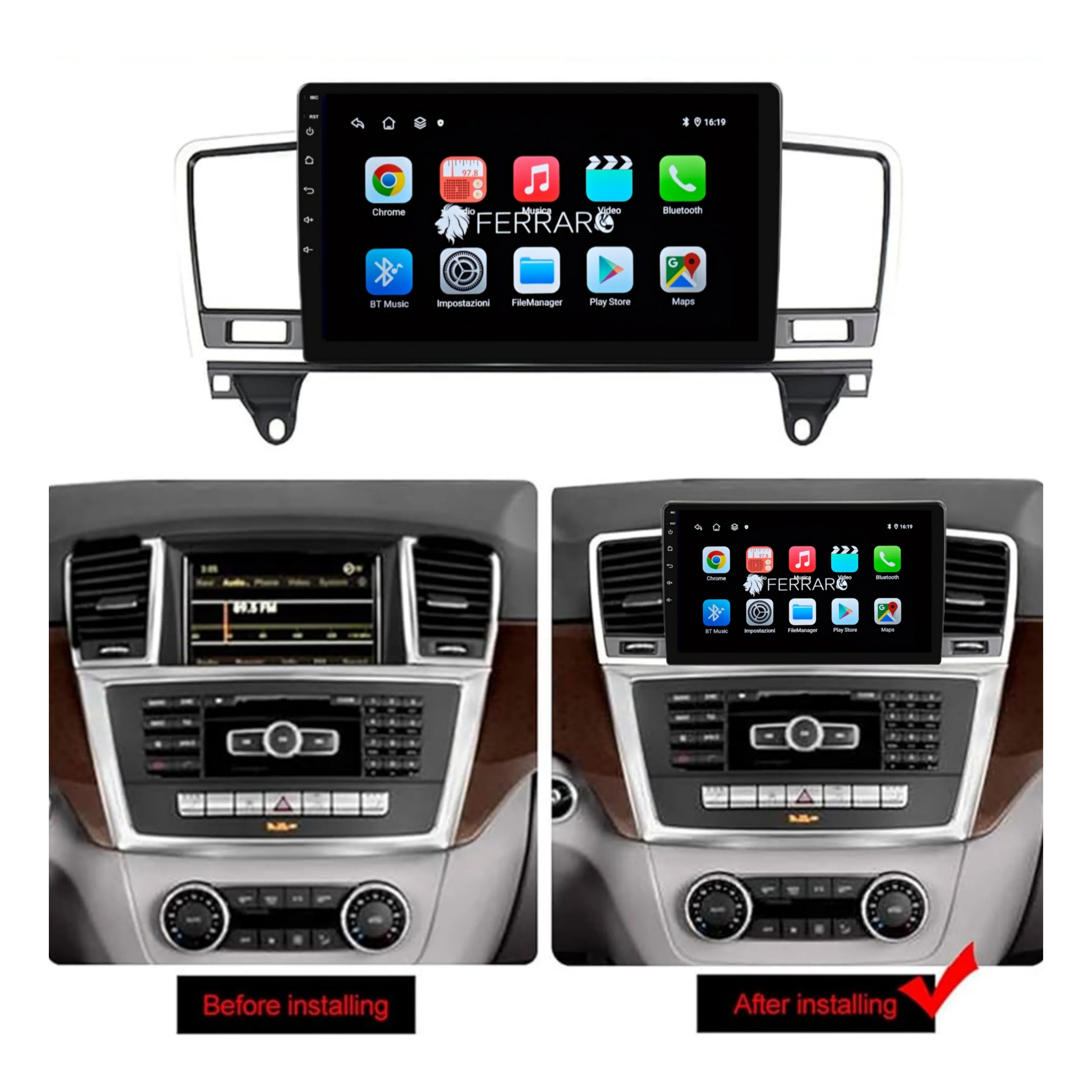 Autoradio per Mercedes Classe M w166 9" (2011-2015) Android, Bluetooth, CarPlay, Android Auto, 2GB/4GB/6GB/8GB Ram - Image 3