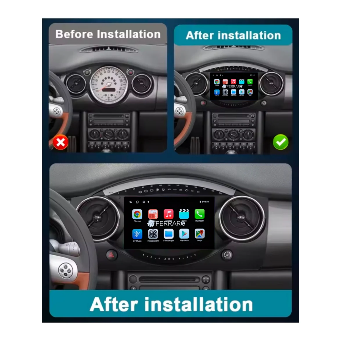 Autoradio per Mini Cooper R50 | R52 | R53 9" | 2000-2006 | Android | Bluetooth | CarPlay | Android Auto | 2GB/4GB/6GB/8GB Ram - Image 4