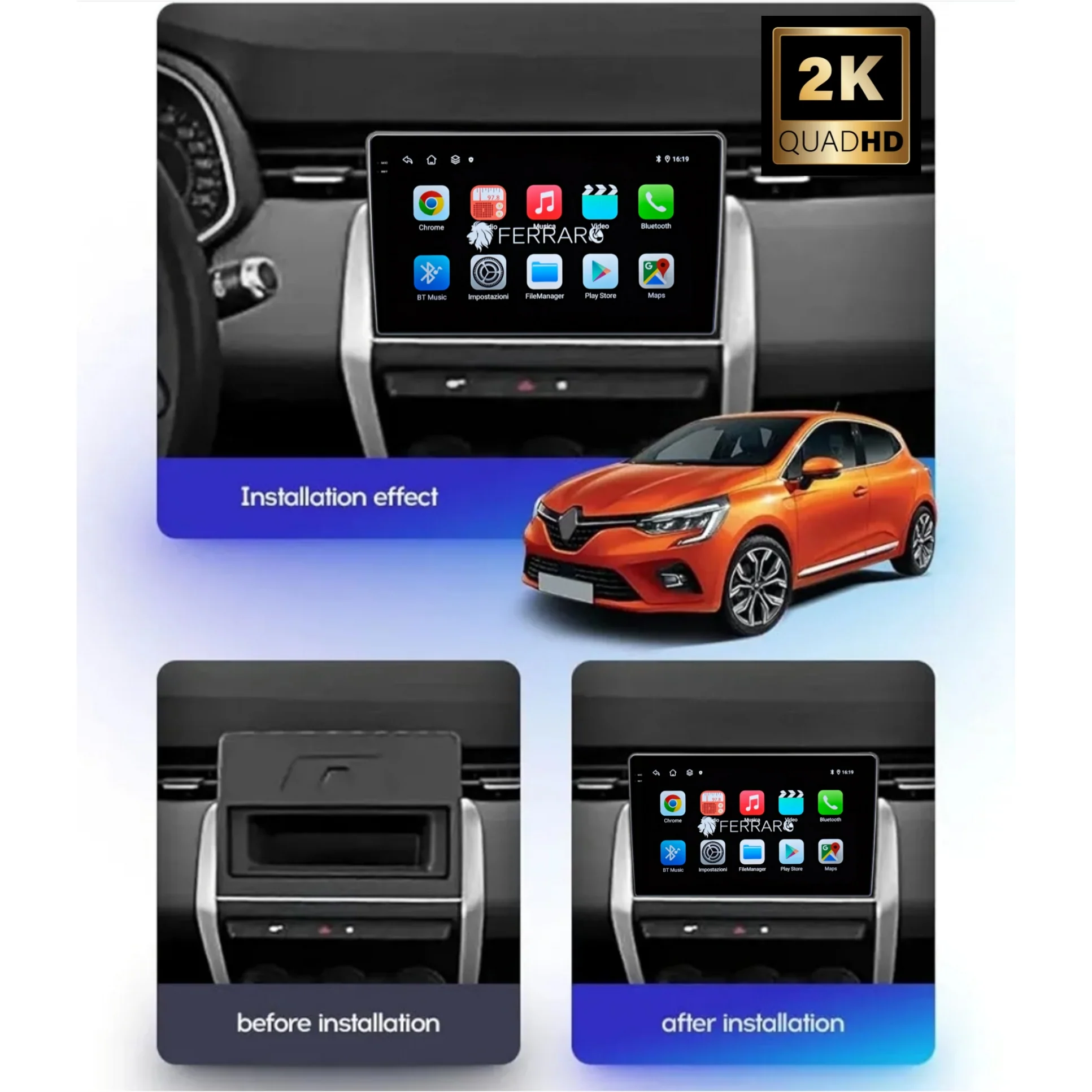 Autoradio per Renault Clio 5ª Serie 9" 2K (2019-2023) Android, Bluetooth, CarPlay, Android Auto, 12/256GB Ram - Image 4