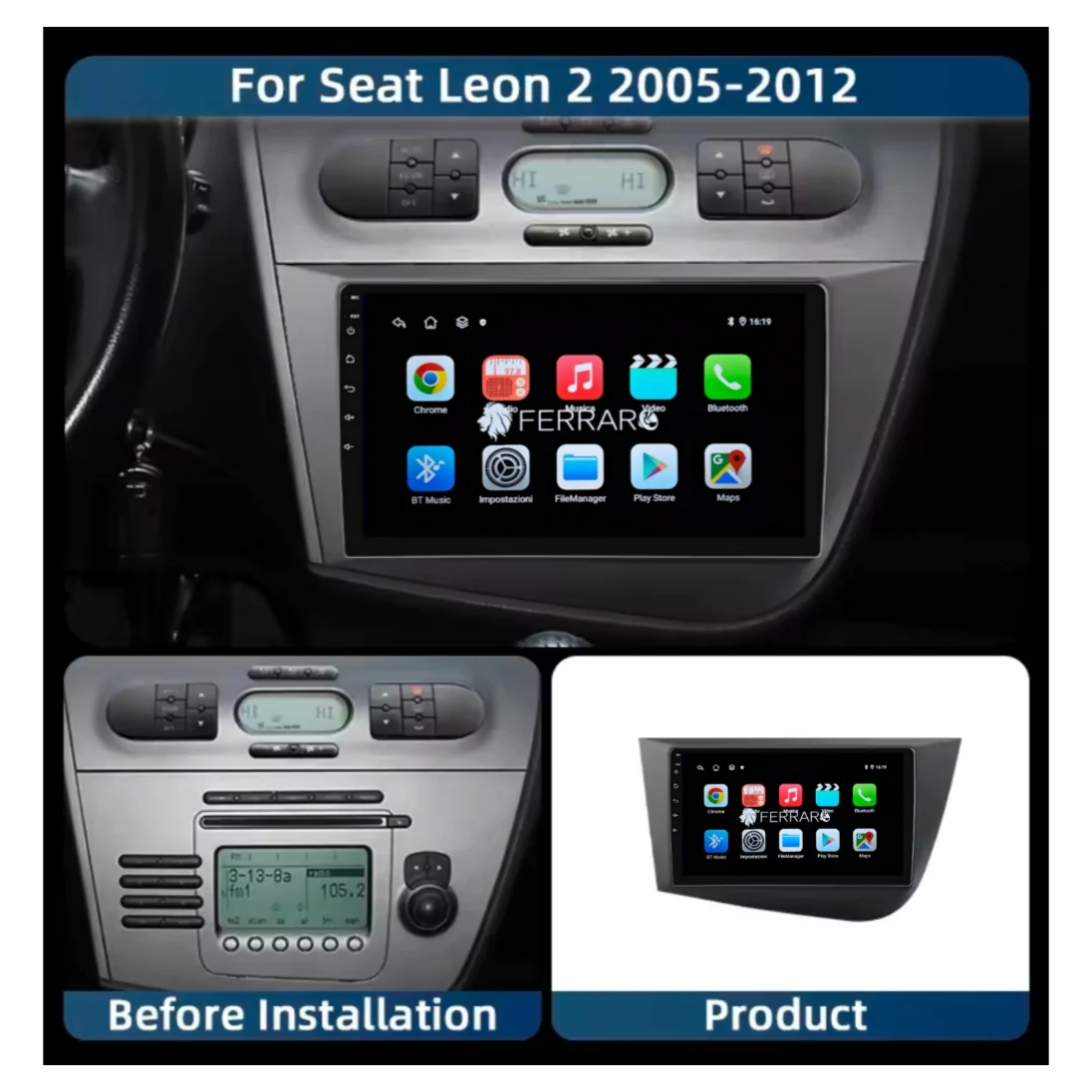 Autoradio per Seat Leon MK2 9" (2005-2012) Android, Bluetooth, CarPlay, Android Auto, 2GB/4GB/6GB/8GB Ram - Image 4