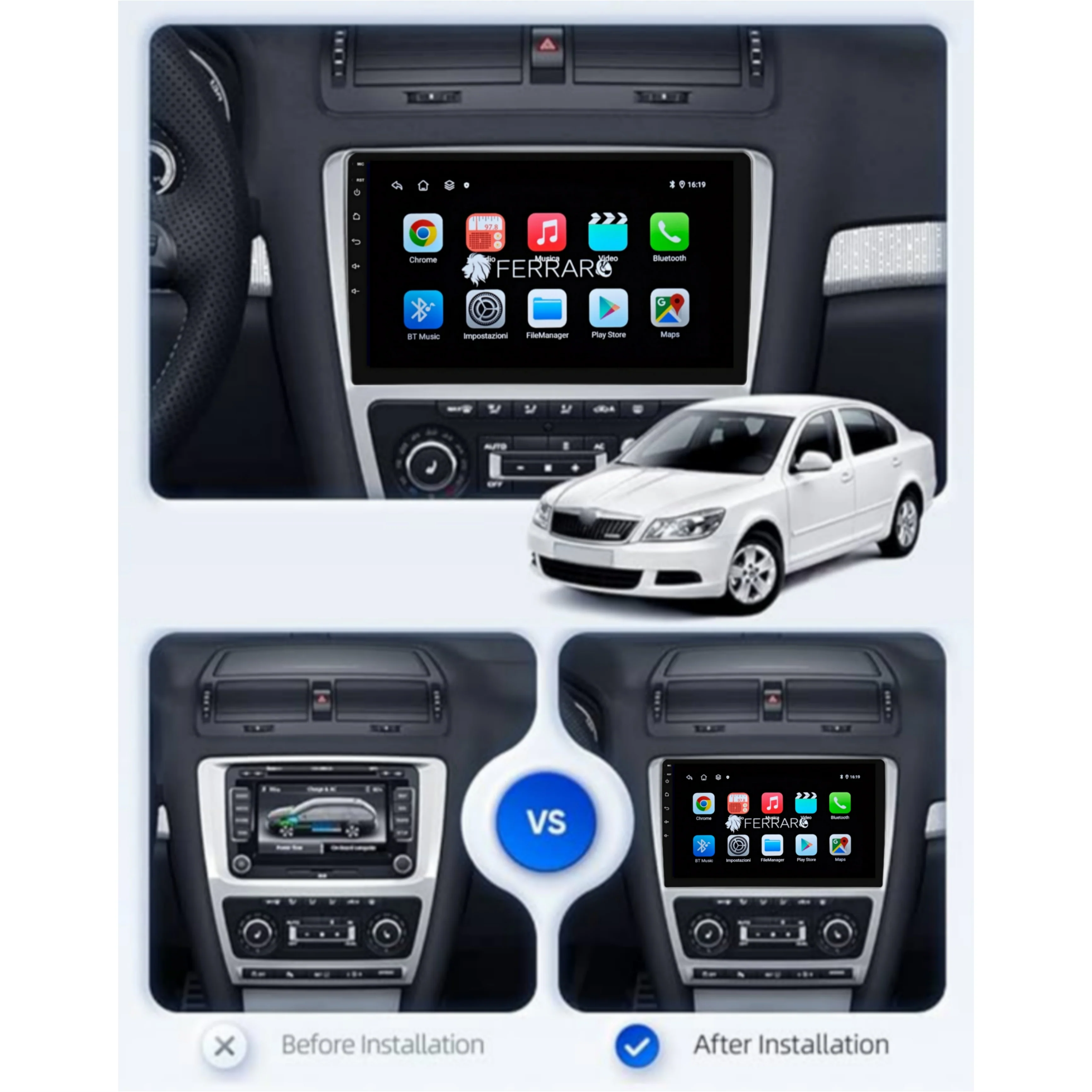 Autoradio per Skoda Octavia MK2 10.1" (2008-2012) Android, Bluetooth, CarPlay, Android Auto, 2GB/4GB/8GB Ram - Image 4