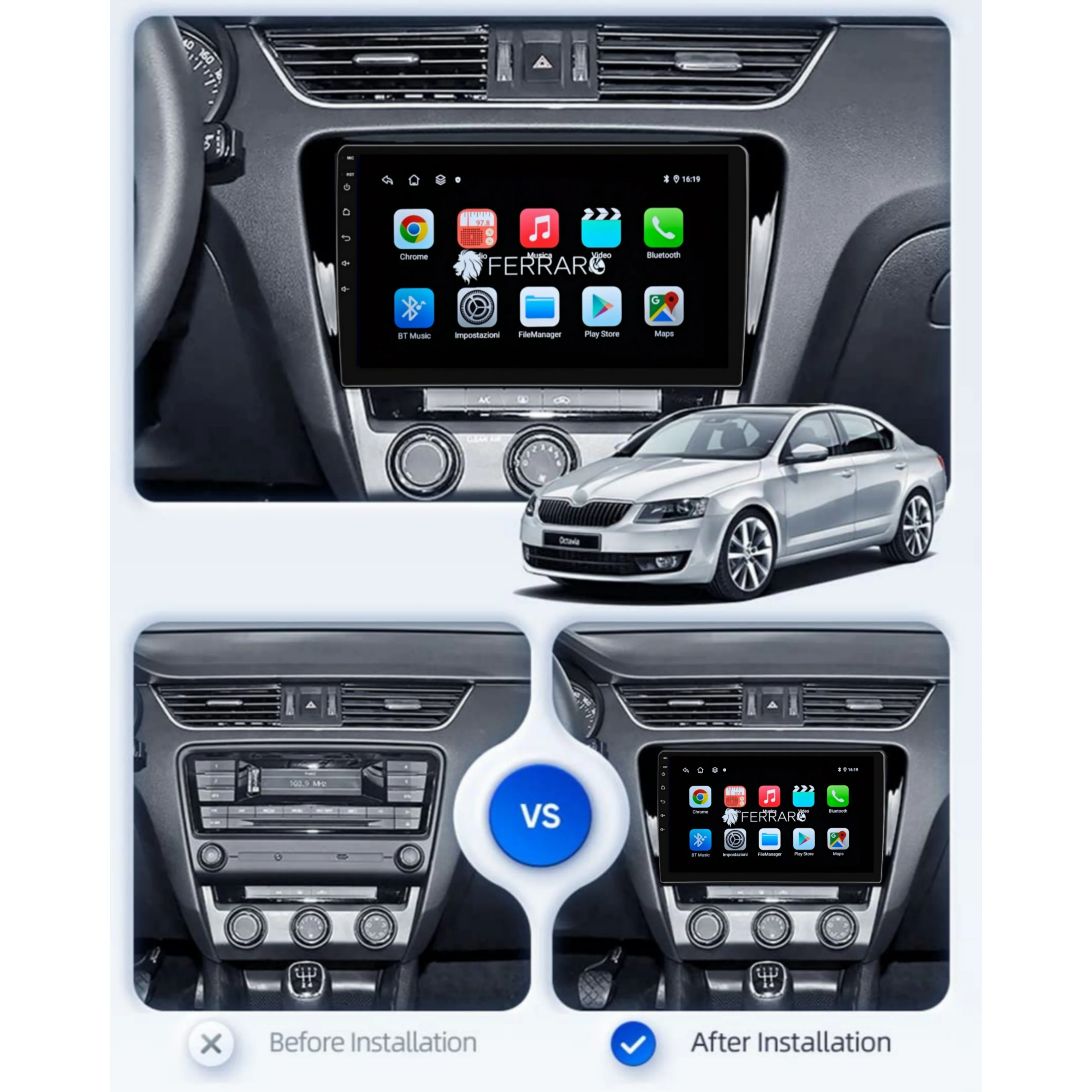 Autoradio per Skoda Octavia 3 10.1" (2012-2019) Android, Bluetooth, CarPlay, Android Auto, 2GB/4GB/8GB Ram - Image 4