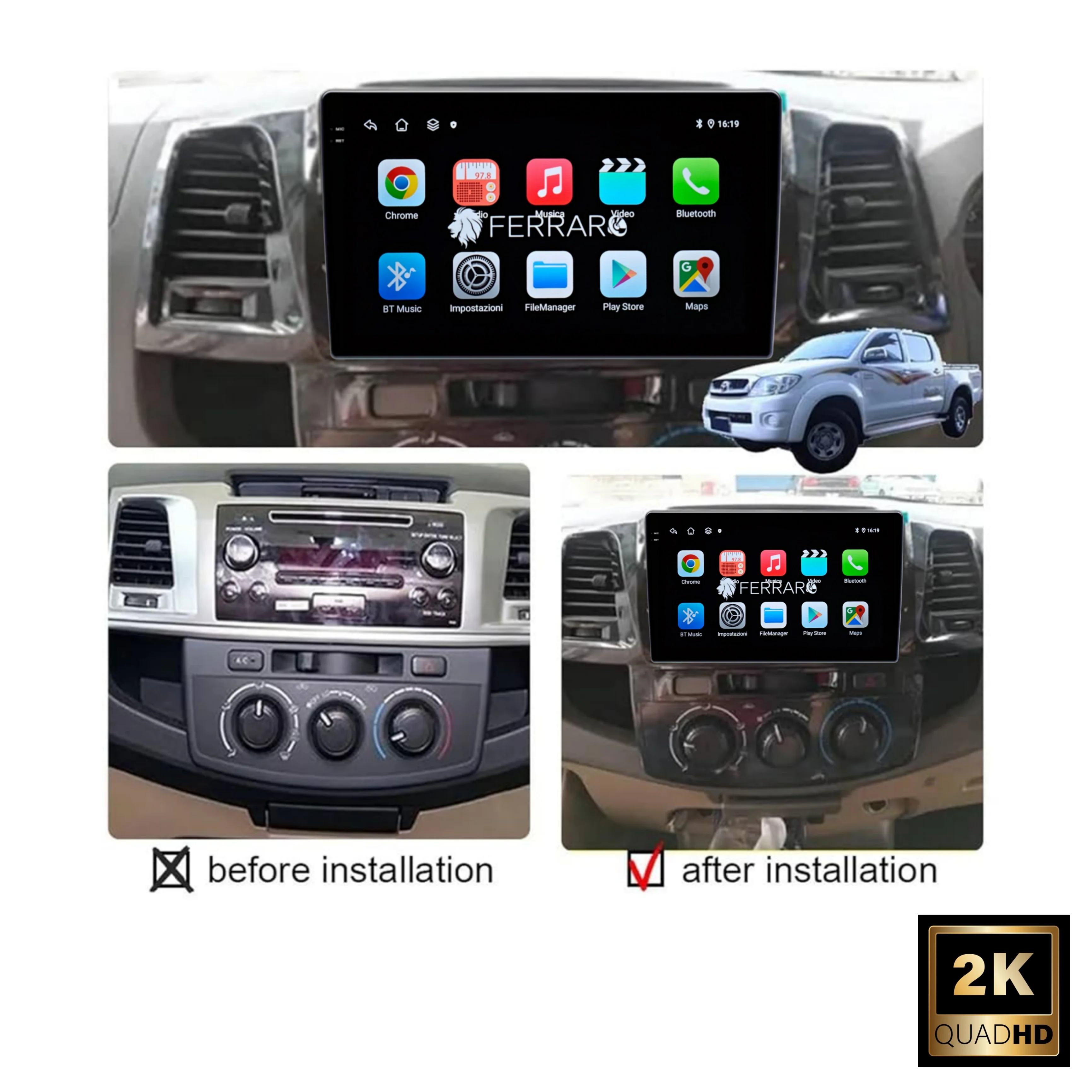 Autoradio per Toyota Fortuner 9" 2K | 2004-2015 | Android | Bluetooth | CarPlay | Android Auto | 12/256GB Ram - Image 3
