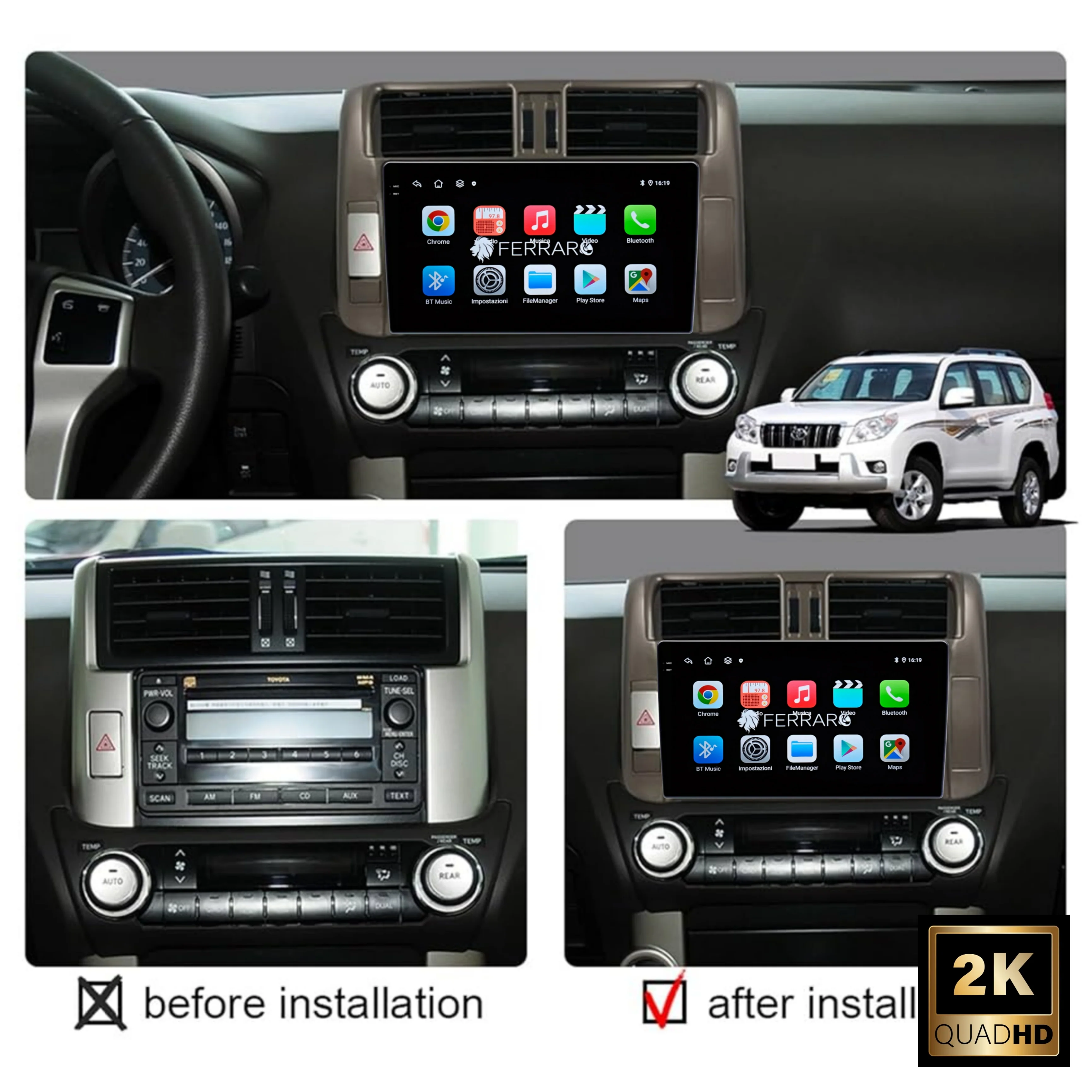 (PRENOTA) Autoradio per Toyota Prado 9" 2K (2009-2023) Android, Bluetooth, CarPlay, Android Auto, 12/256GB Ram - Image 4