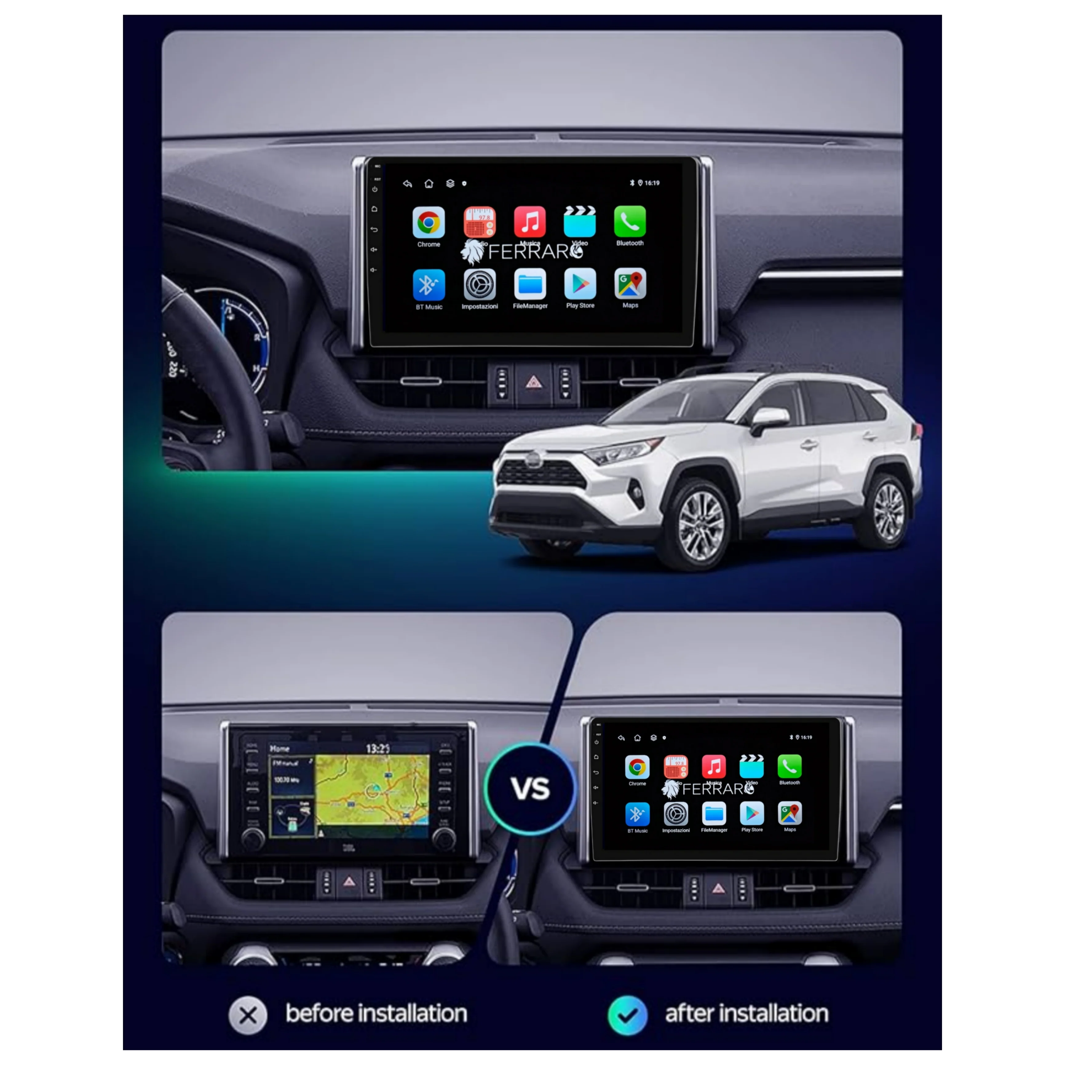 Autoradio per Toyota RAV4 10.1" (2019-2025) Android, Bluetooth, CarPlay, Android Auto 2GB/4GB/8GB Ram - Image 3