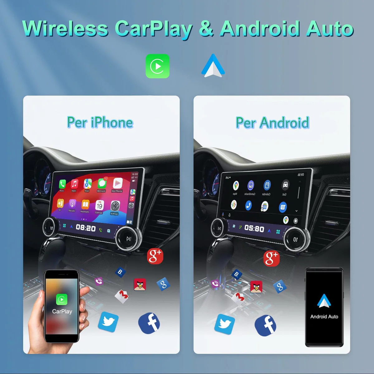 Autoradio Universale Fisso (Android) 2Din 11.8" Pollici 2K, Bluetooth, CarPlay, Android Auto, 4/64GB Ram - Image 3