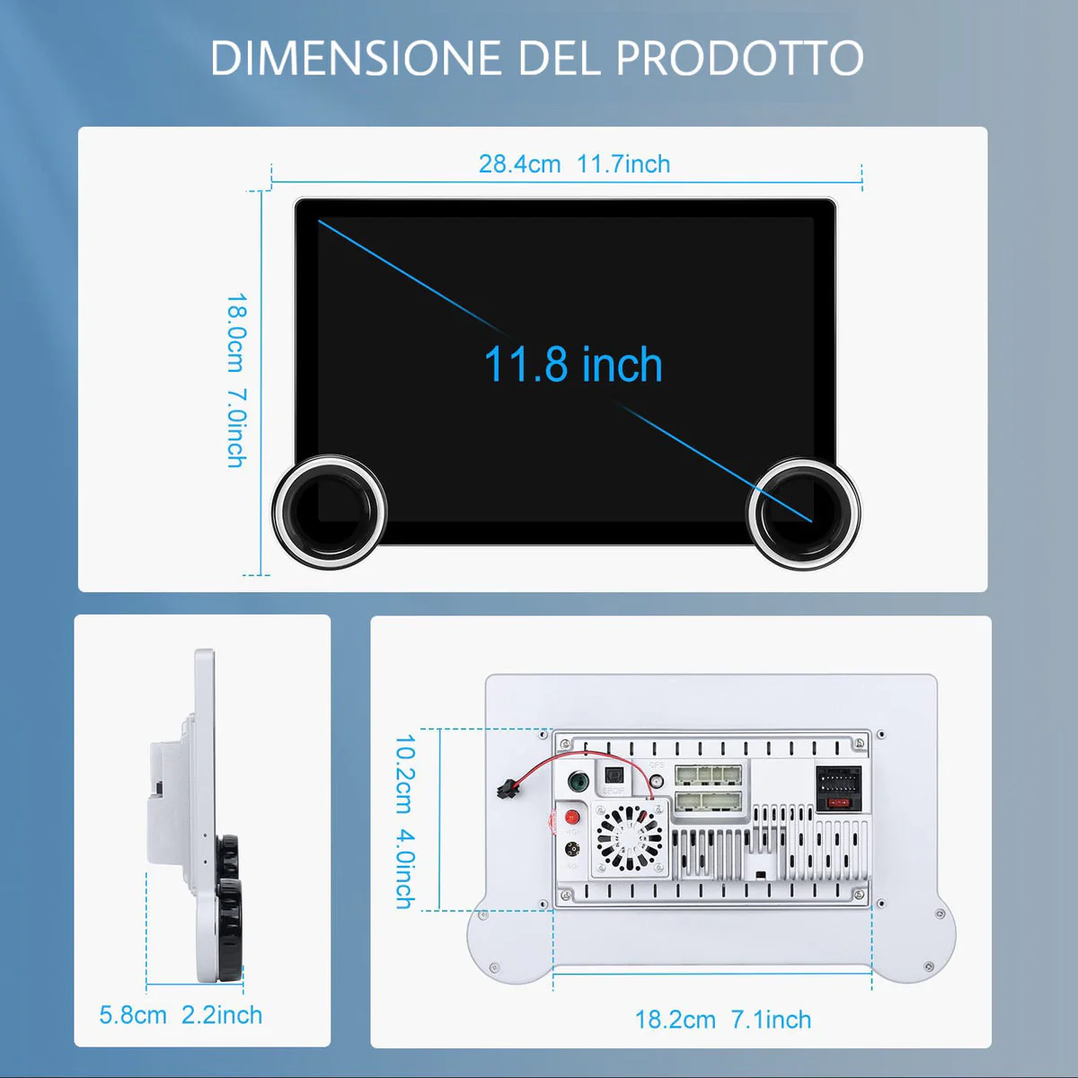 Autoradio Universale Fisso (Android) 2Din 11.8" Pollici 2K, Bluetooth, CarPlay, Android Auto, 4/64GB Ram - Image 5