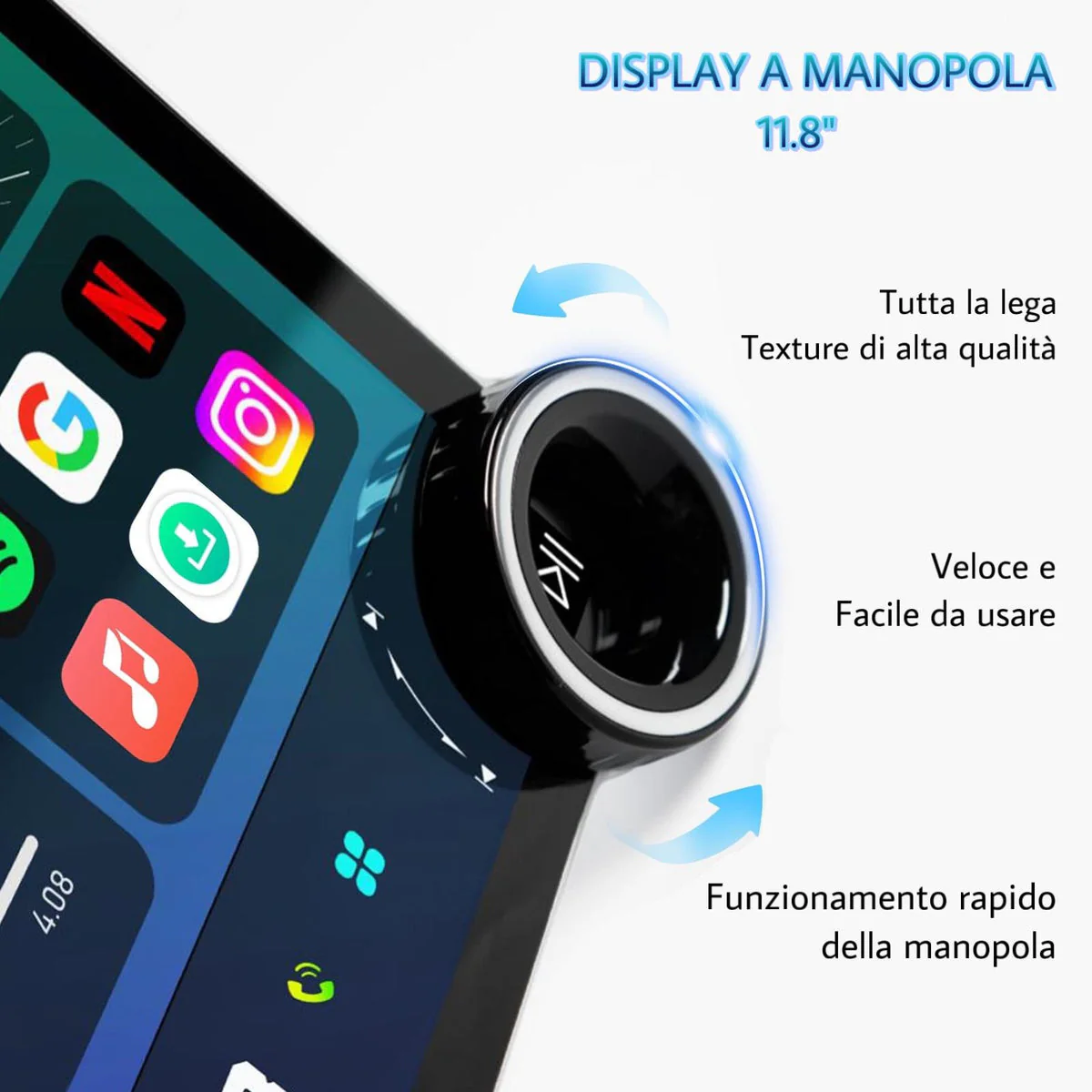 Autoradio Universale Fisso (Android) 2Din 11.8" Pollici 2K, Bluetooth, CarPlay, Android Auto, 4/64GB Ram - Image 7