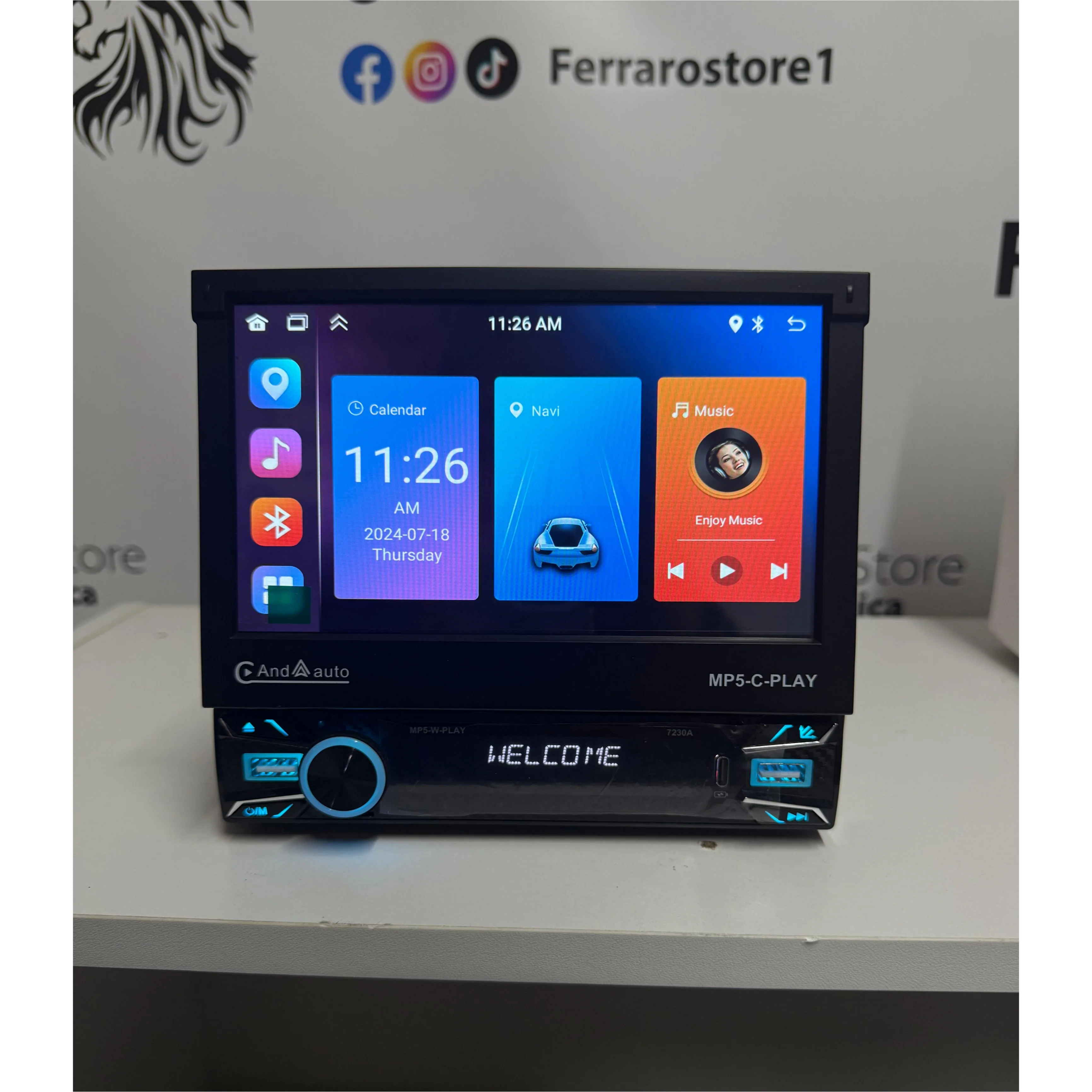Autoradio Universale Motorizzato (Android) 1Din 7"Pollici, Bluetooth, CarPlay, Android Auto, 2/32GB Ram - Image 4