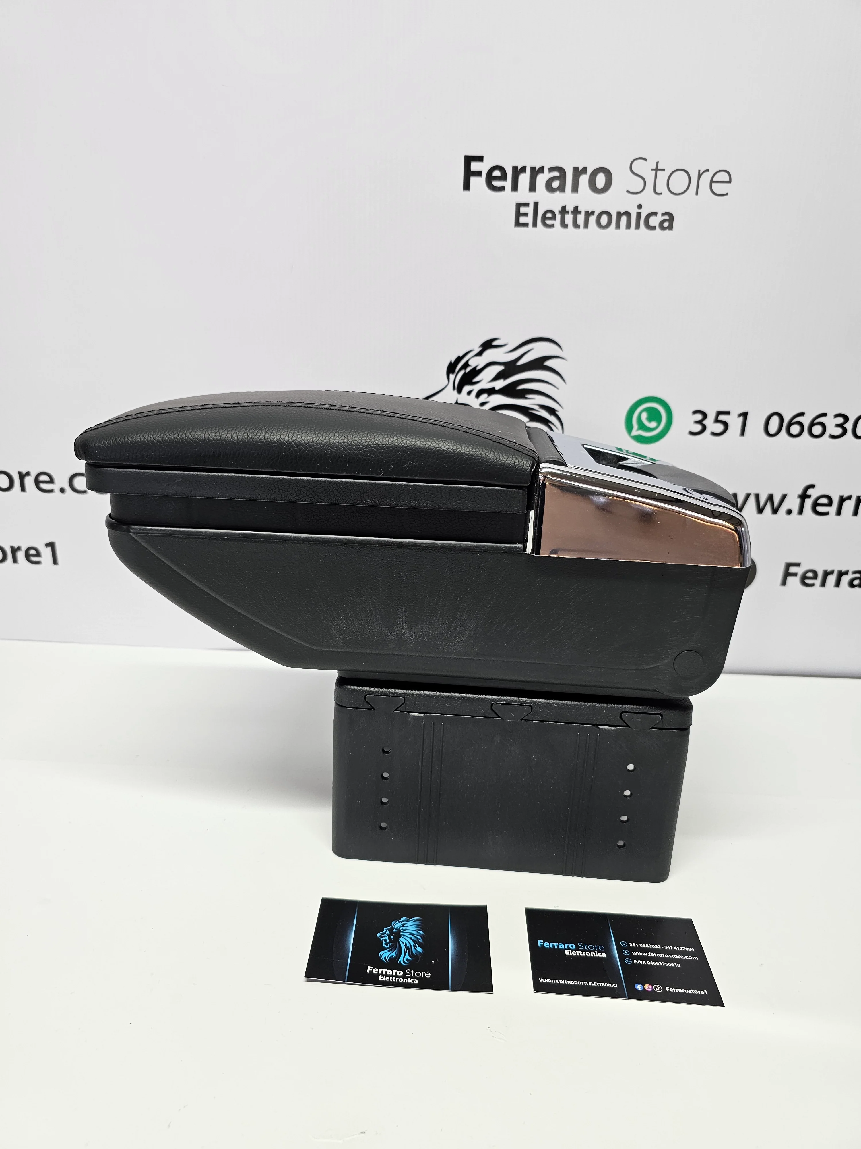 Bracciolo Universale, Per Auto, Poggiabraccio, Alta Qualità, in Pelle, Portaoggetti, Posa Cenere - Image 2