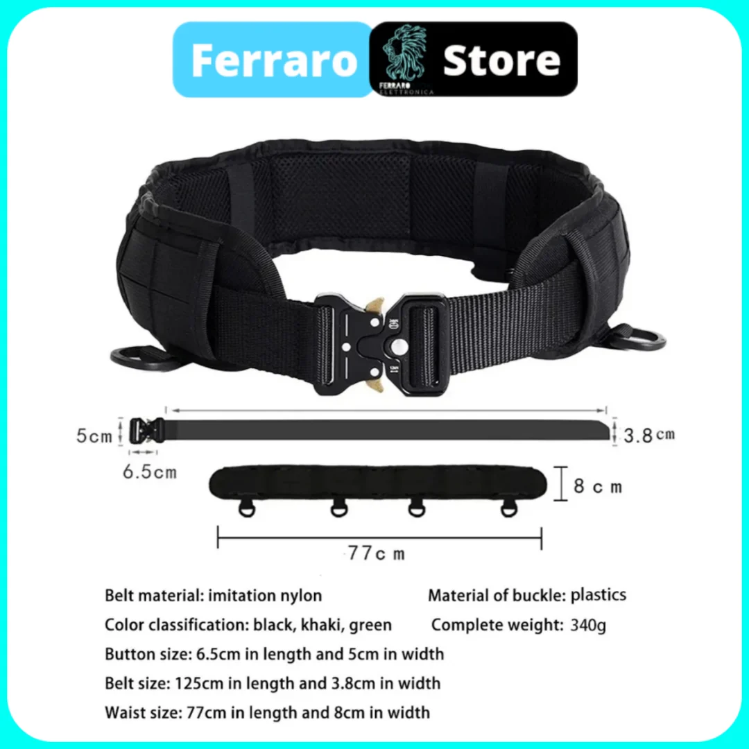 Cintura Tattica - Softair, Cintura Nylon con fibbia multifunzione, tela sportiva, Marrone - Image 2