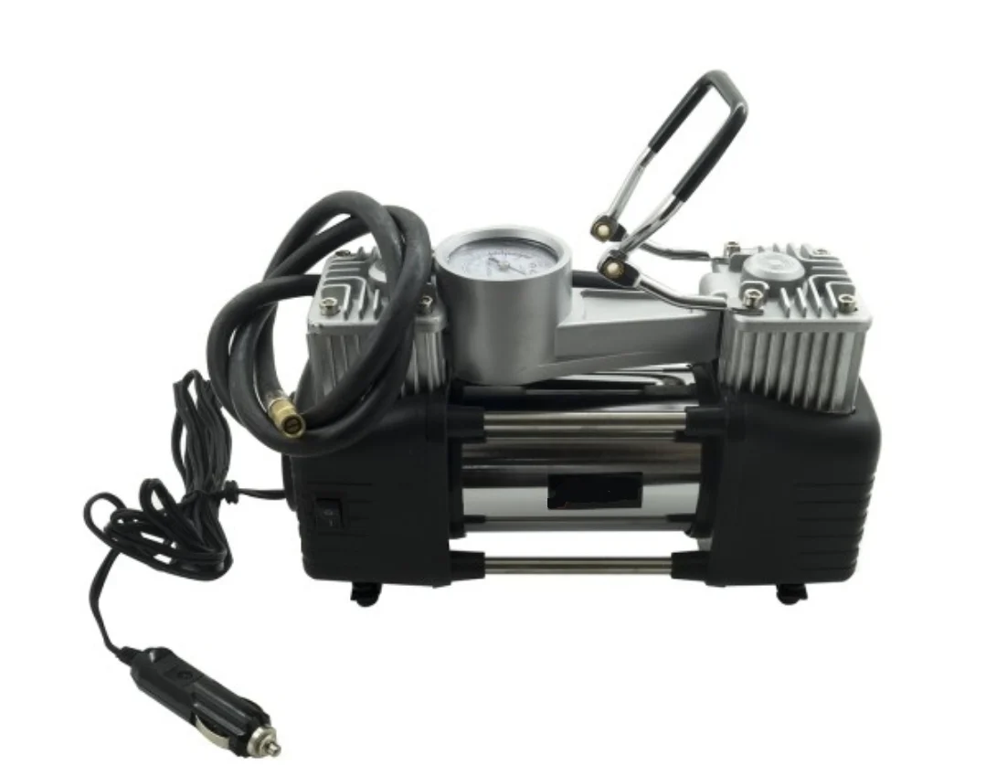 Compressore ad Aria Portatile, Auto, Bici, Moto, Manometro, Doppio Pistone con Manometro, 85L/min, Borsa - Image 4