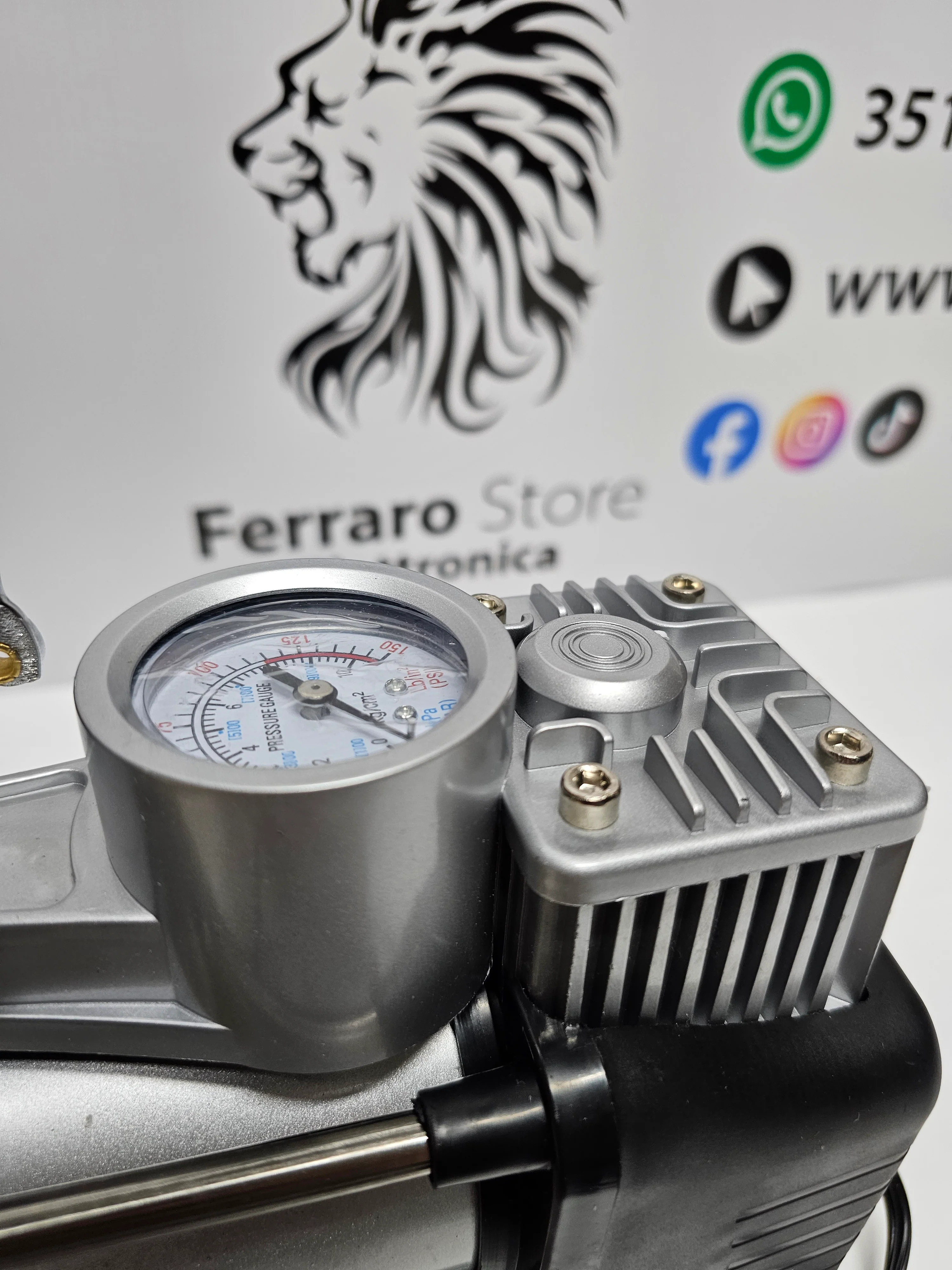 Compressore ad Aria Portatile, Auto, Bici, Moto, Manometro, Doppio Pistone con Manometro, 85L/min, Borsa - Image 9