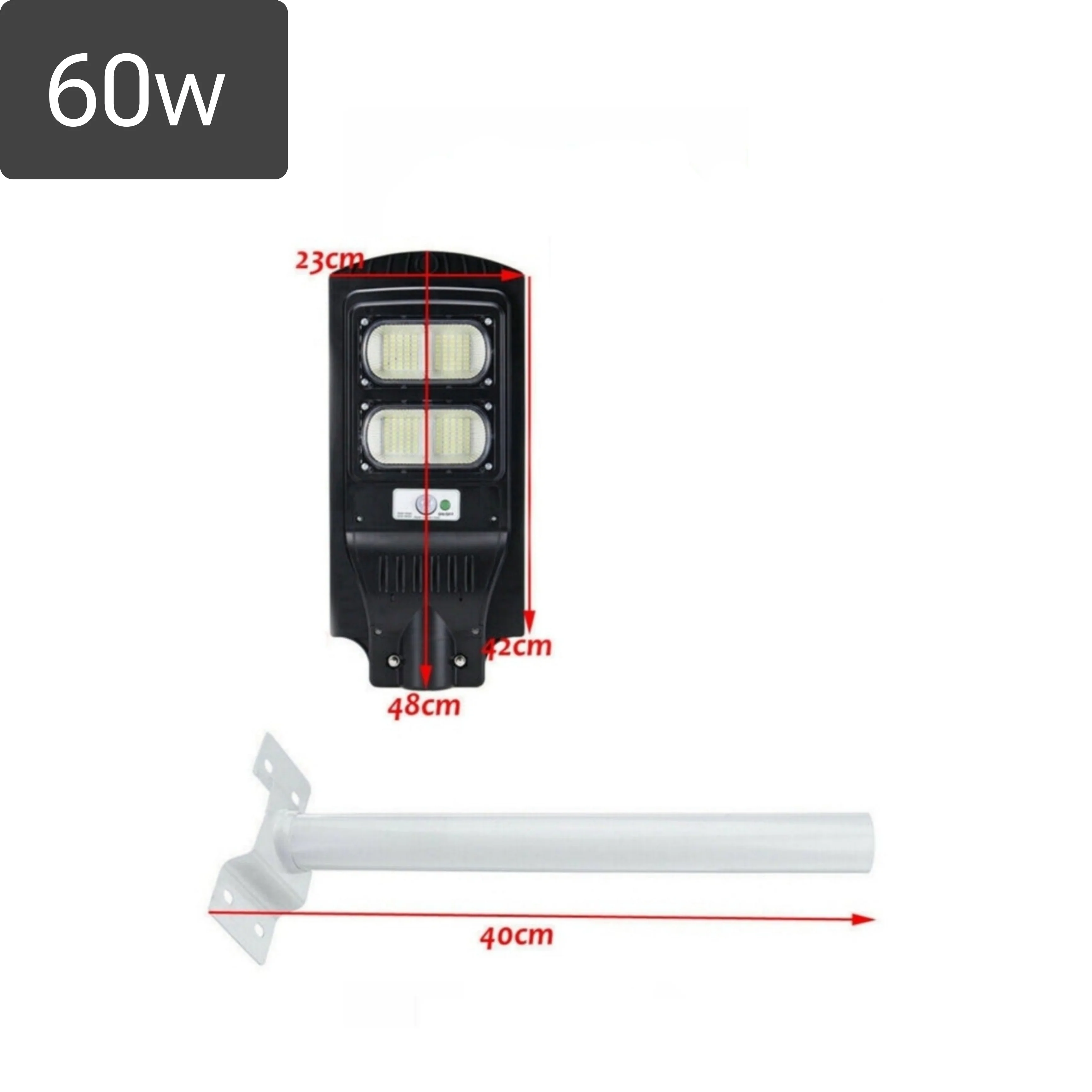 Lampione Solare 60w, IP66, Pannello Solare,Telecomando, Luce Fredda, Crepuscolare.