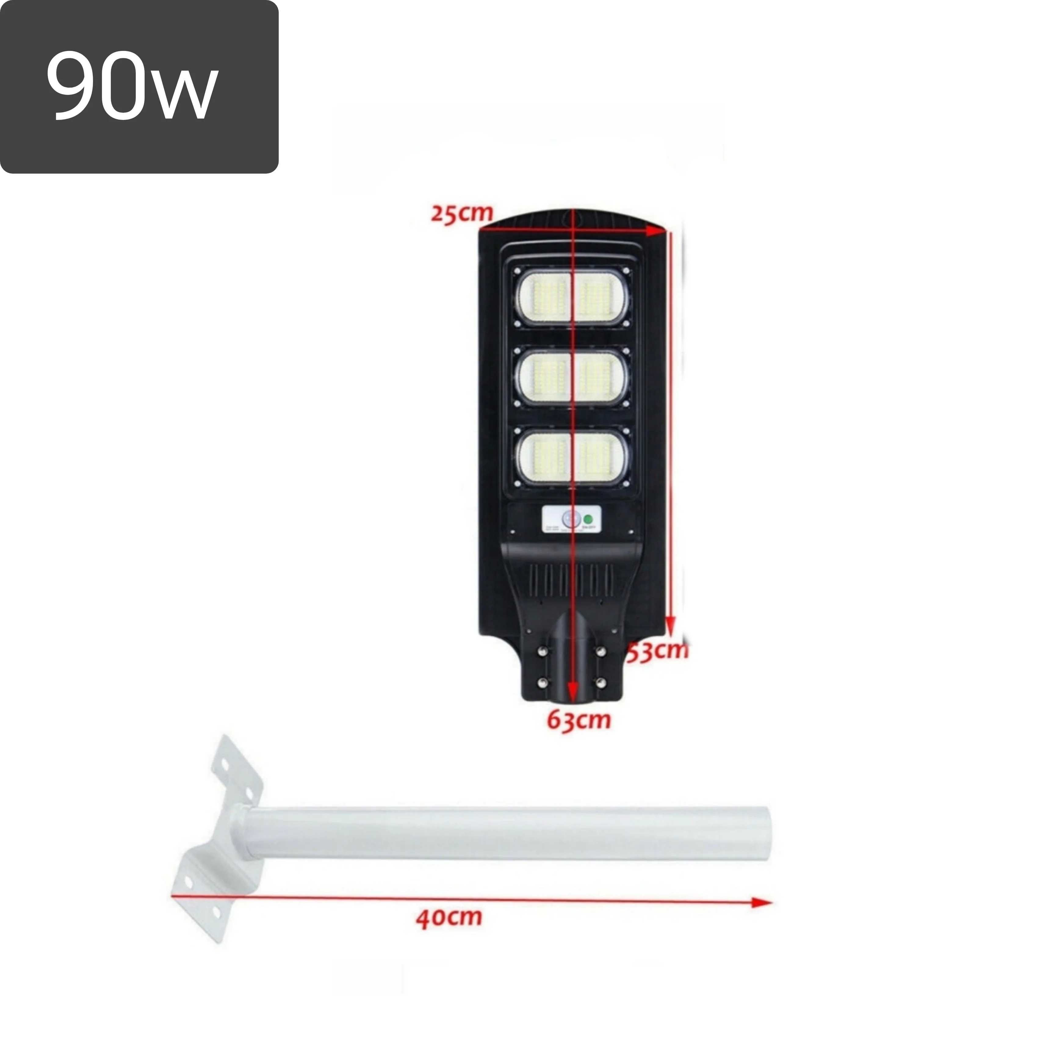 Lampione Solare 90w, IP66, Pannello Solare, Telecomando, Luce Fredda, Crepuscolare.