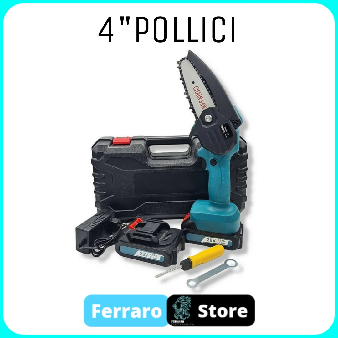 Kit 2 in 1 Mini Motosega Elettrica e Forbici Cesoia Potatura, 4 Batterie, Doppia Valigetta e Completa di Accessori - Image 2