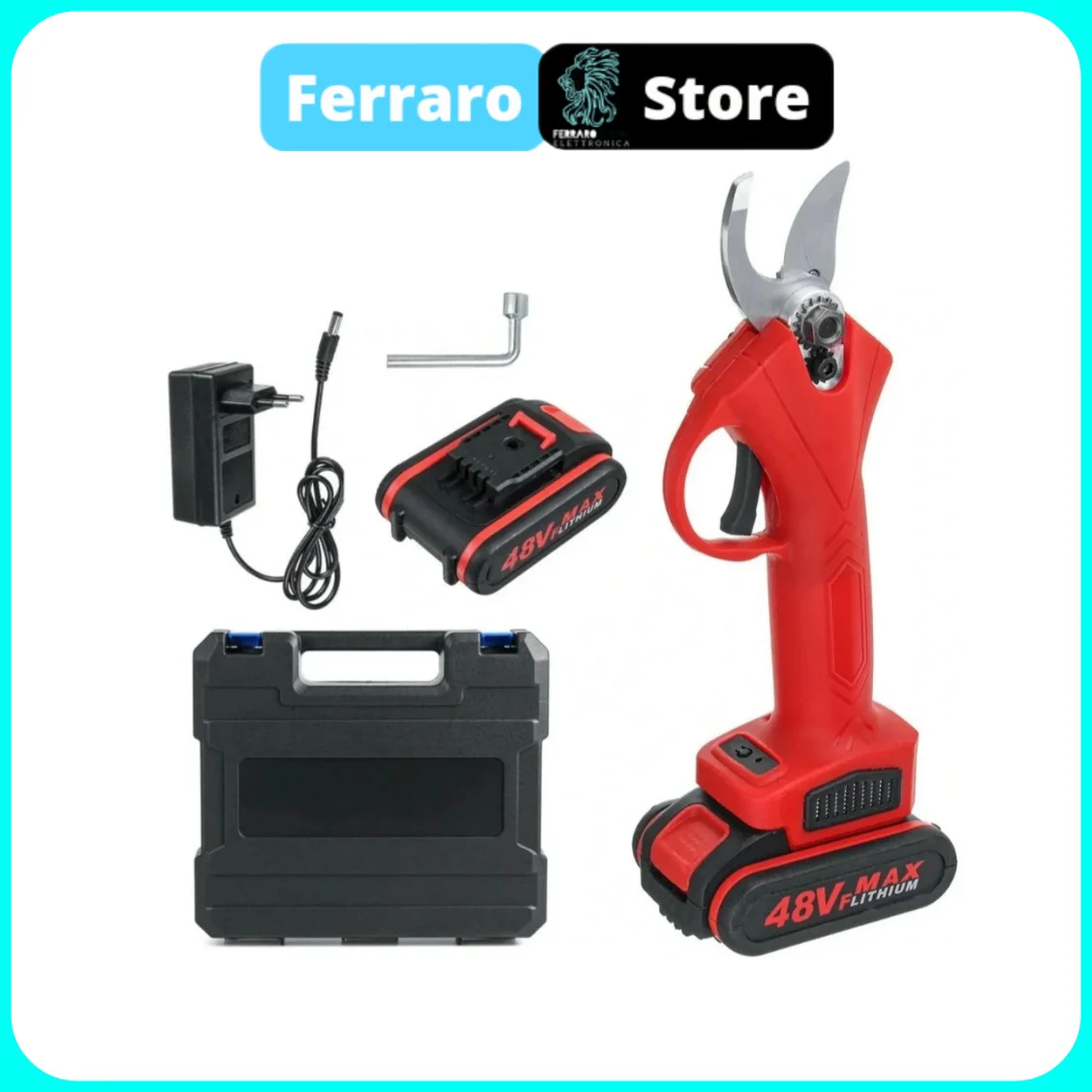 Kit 2 in 1 Mini Motosega Elettrica e Forbici Cesoia Potatura, 4 Batterie, Doppia Valigetta e Completa di Accessori - Image 7