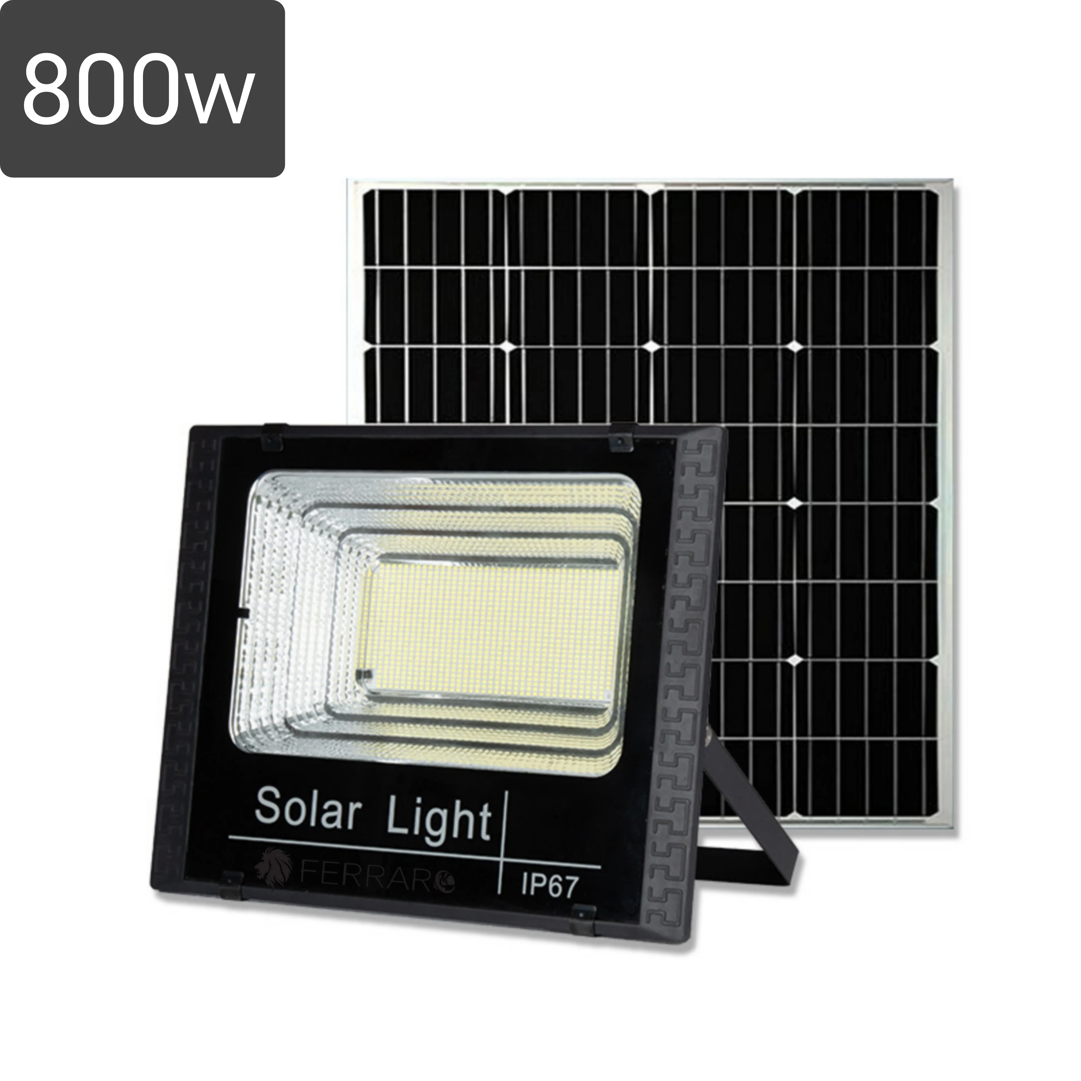 Faro Solare 800w,IP66, Pannello Solare, Telecomando, Luce Fredda, Crepuscolare