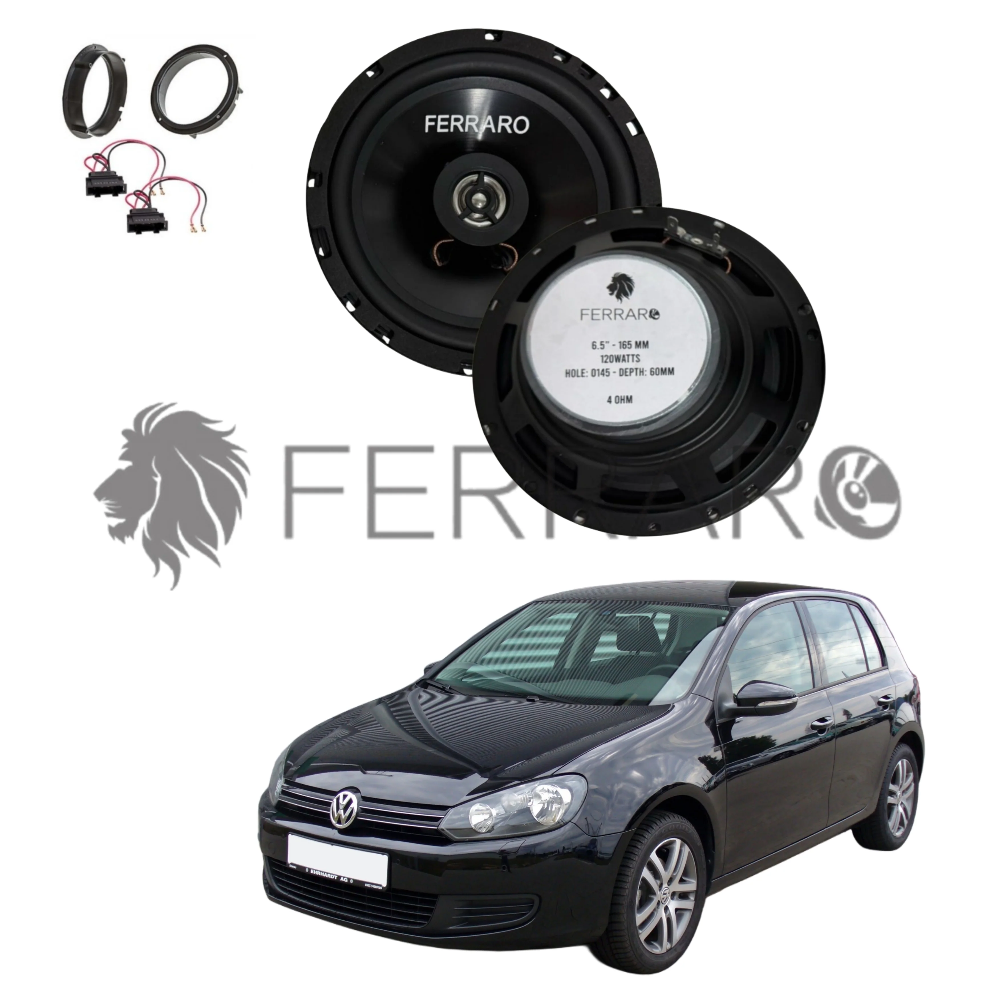 FerraroStore Kit 2 Altoparlanti, ASC-652PC, Ant o Post, VW Golf 6ª Serie dal 2008>