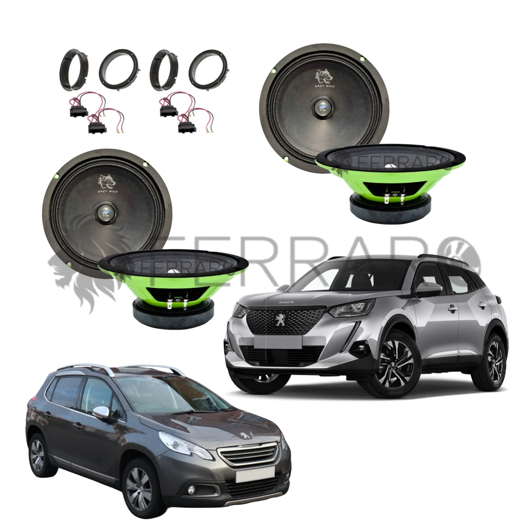 FerraroStore Kit 4 Altoparlanti,PV165.3, Ant/Post, Peugeot 2008 1ª/2ª (dal 2013>)