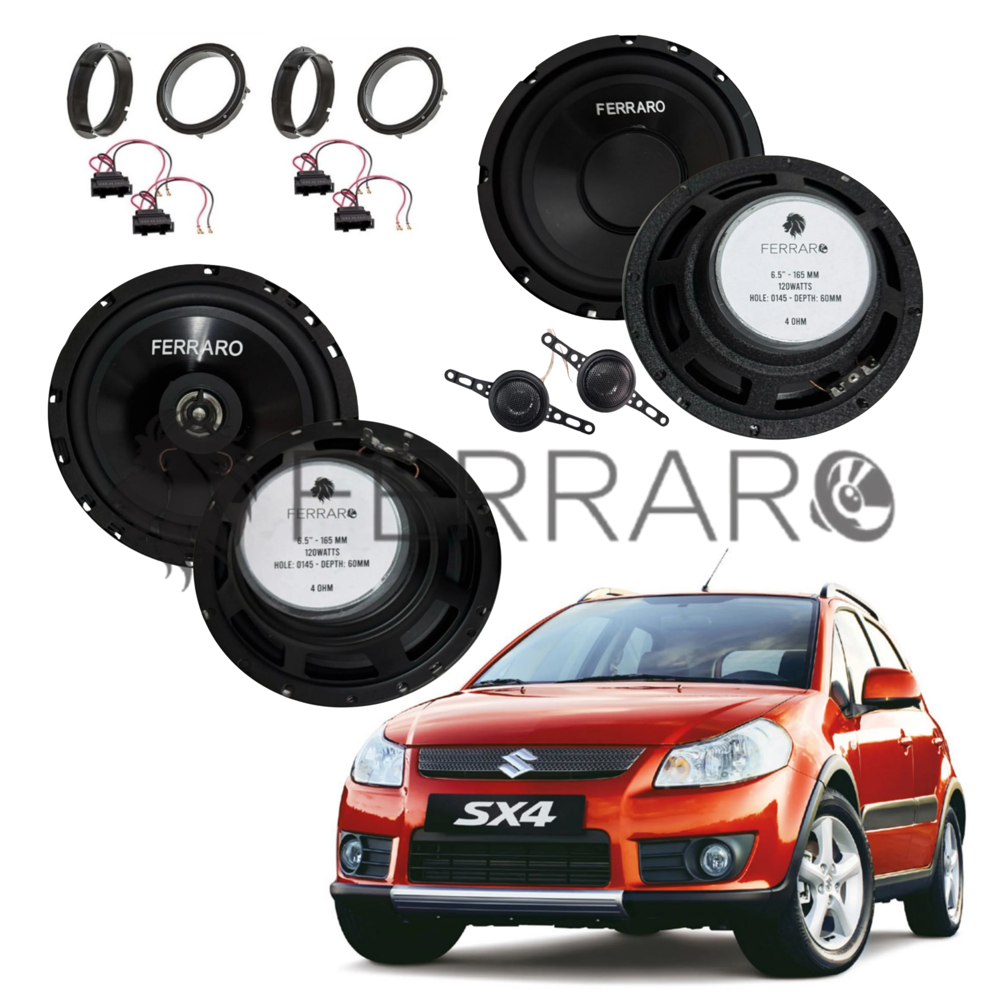 FerraroStore Kit 6 Altoparlanti, ASK-165.2, ASC-652PC, Ant/Post, Suzuki SX4, S-Cross (Dal 2006 in Poi)