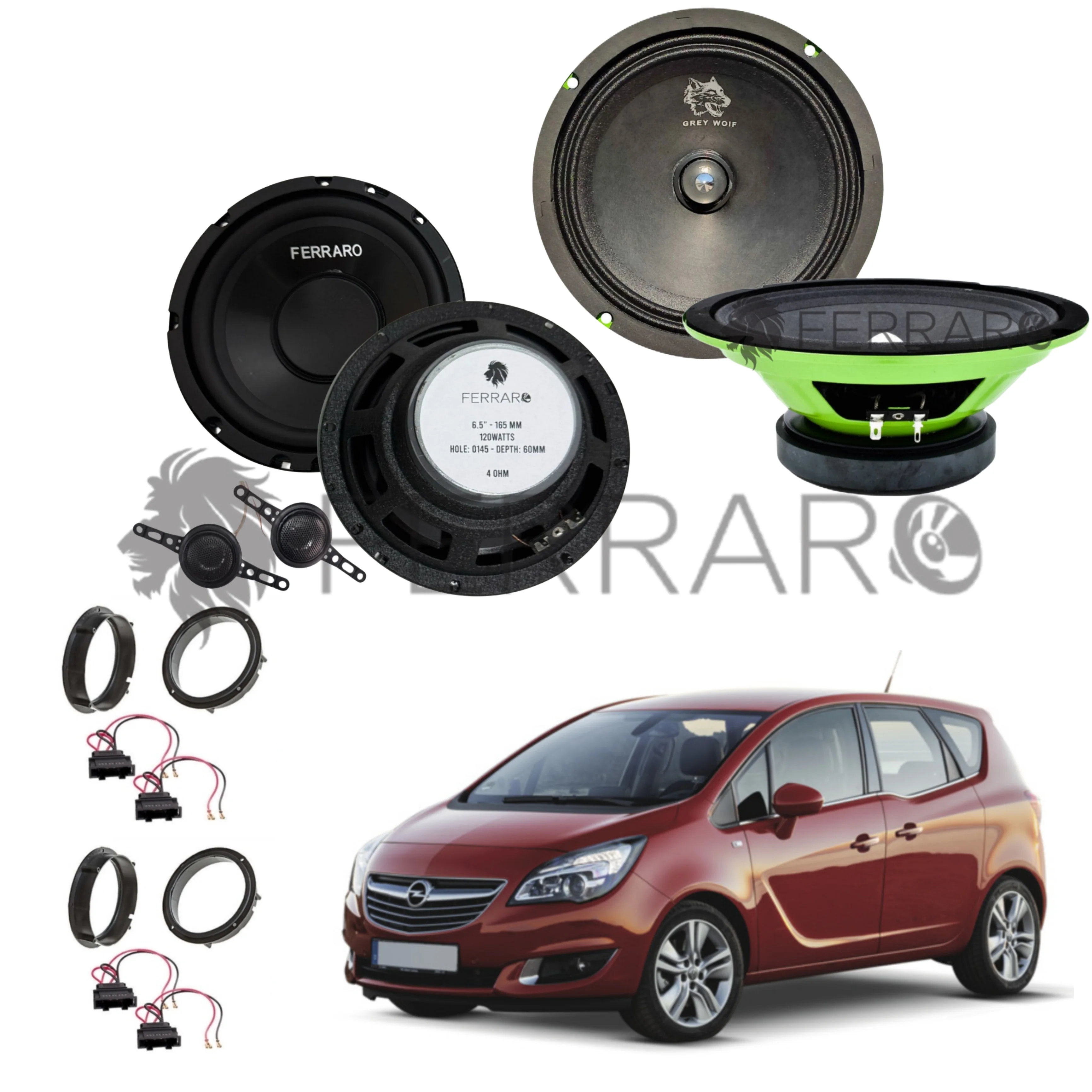 FerraroStore Kit 6 Altoparlanti, PV165.3, ASK-165.2, Ant/Post, Opel Meriva B (2010-2017)