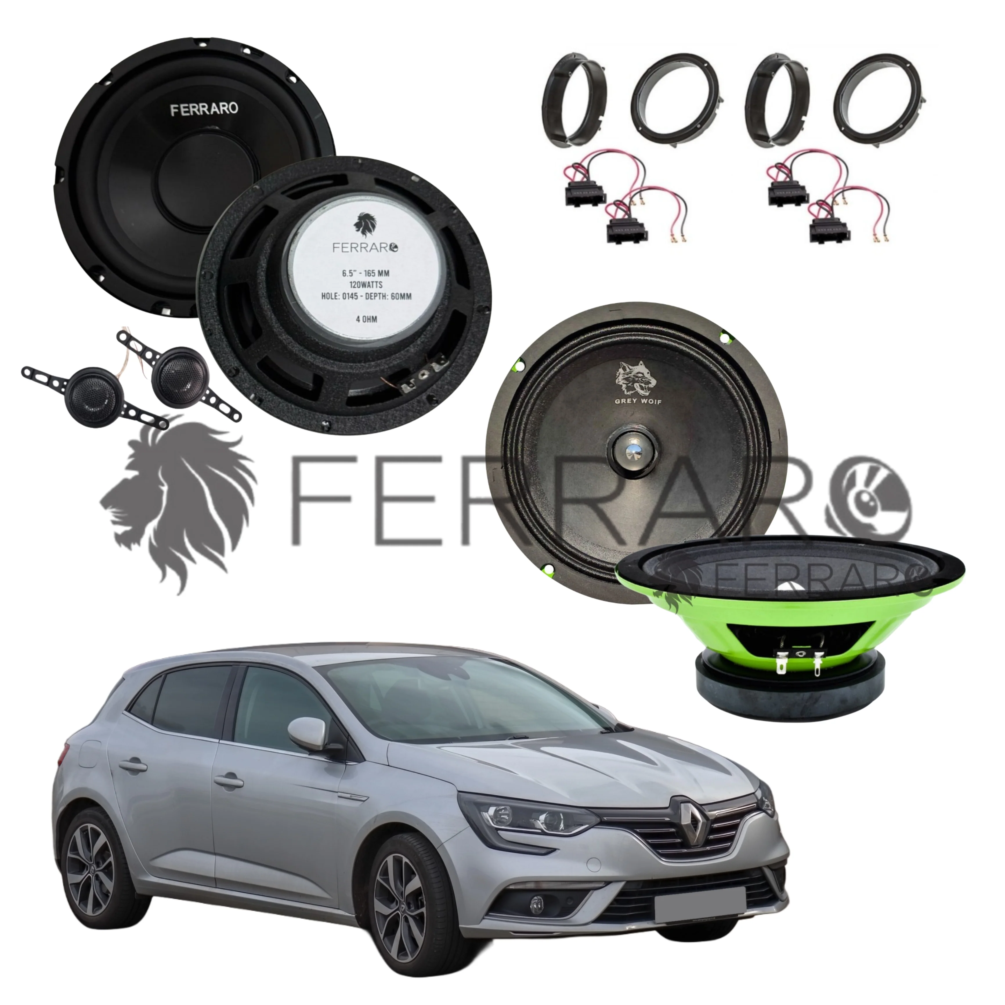 FerraroStore Kit 6 Altoparlanti, PV165.3, ASK-165.2, Ant/Post, Renault Megane IV, 4ª Serie (2017 in Poi)