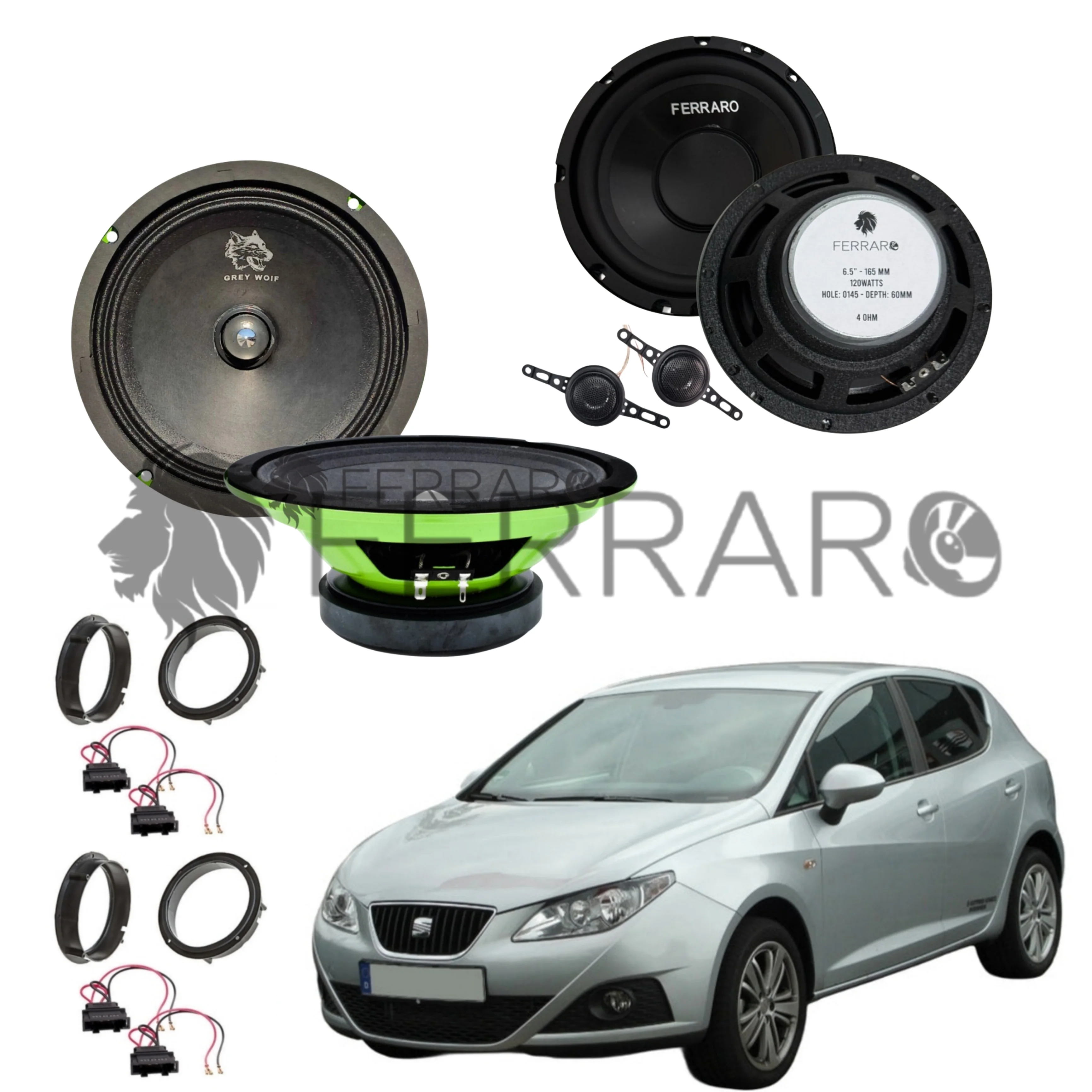 FerraroStore Kit 6 Altoparlanti, PV165.3, ASK-165.2, Ant/Post, Seat Ibiza 6L (2002-2008)