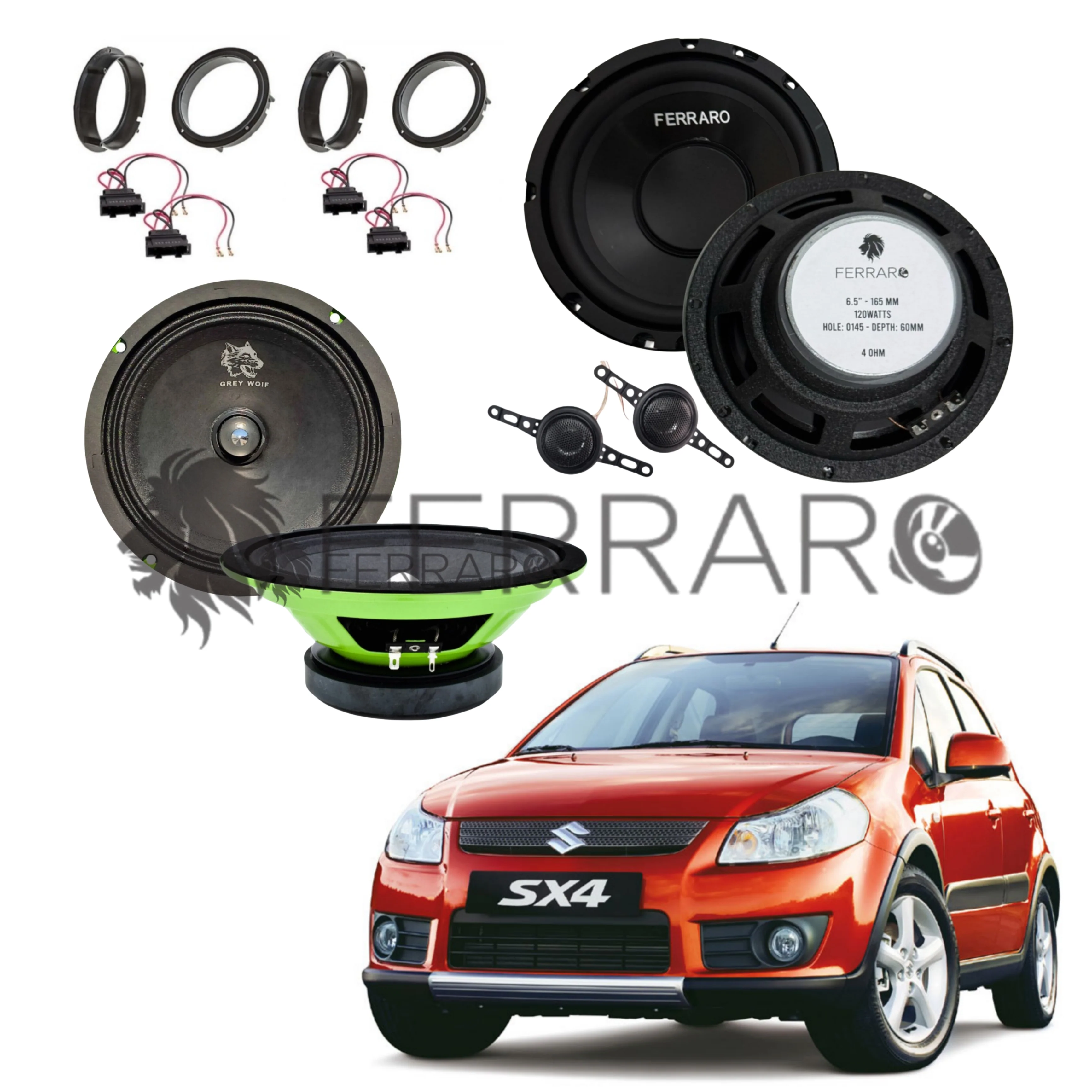 FerraroStore Kit 6 Altoparlanti, PV165.3, ASK-165.2, Ant/Post, Suzuki SX4, S-Cross (Dal 2006 in Poi)