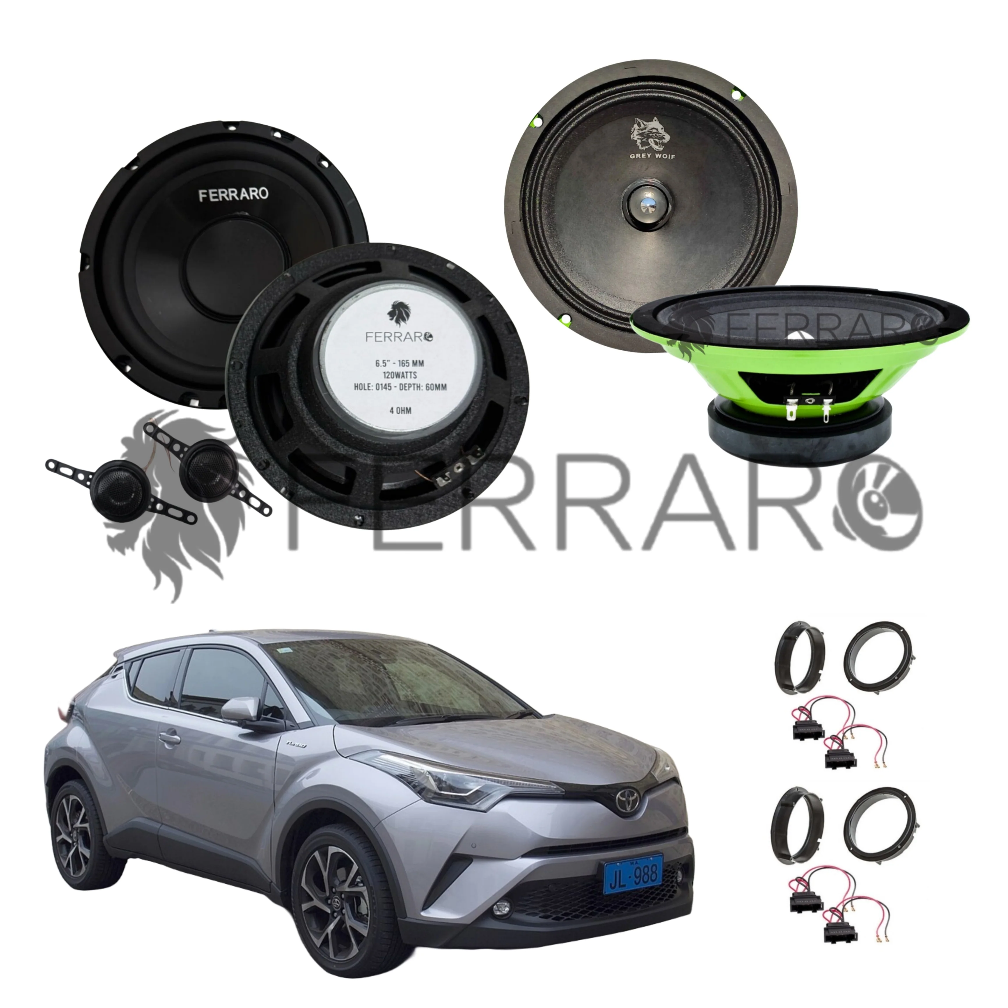 FerraroStore Kit 6 Altoparlanti, PV165.3, ASK-165.2, Ant/Post, Toyota C-HR (Dal 2016>)