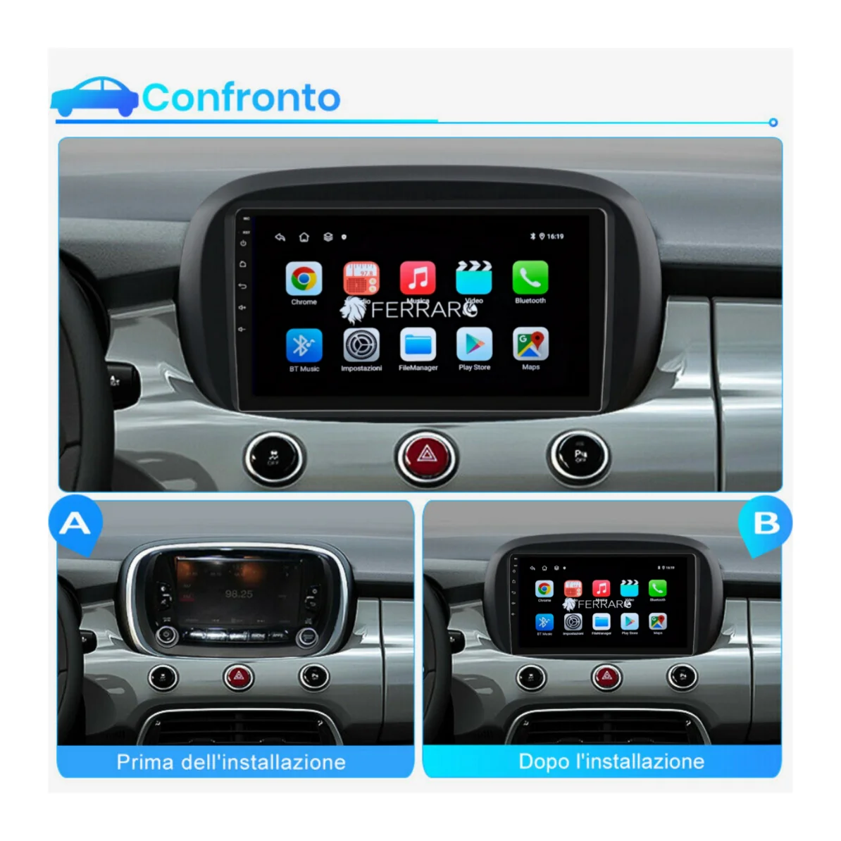 Autoradio per Fiat 500x 9" (2014-2022) Android, Bluetooth, CarPlay, Android Auto, 2GB/4GB/6GB/8GB Ram - Image 4