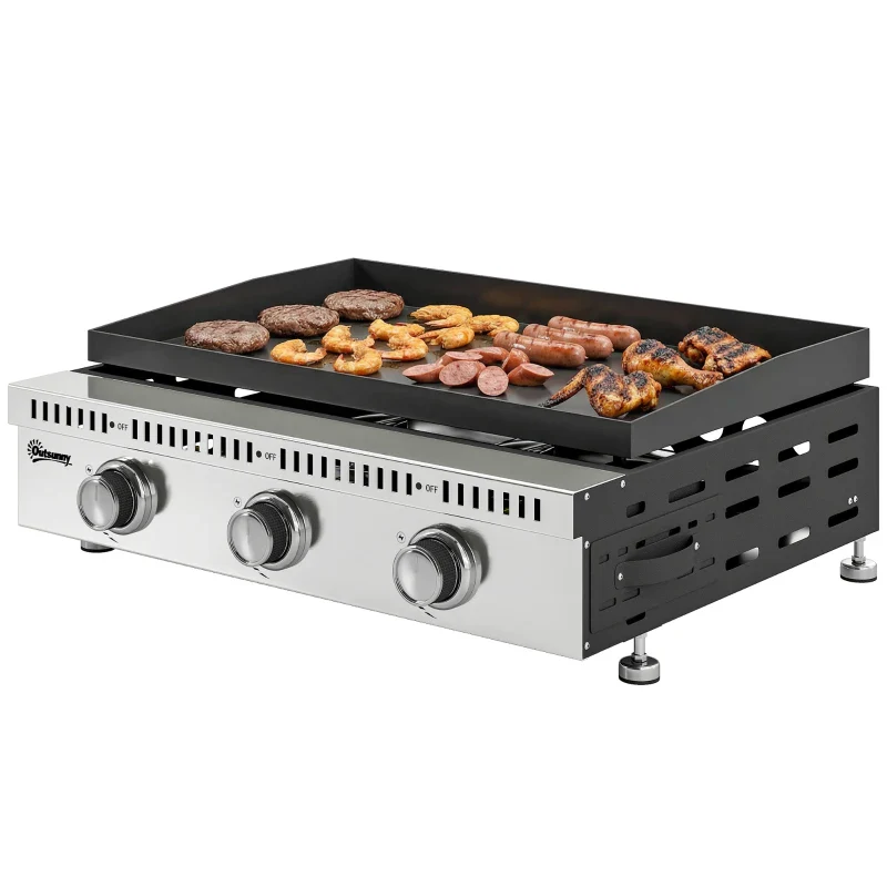 Griglia a Gas Outsunny, portatile da tavolo con vaschetta raccogligrasso, colore nero. - Image 10