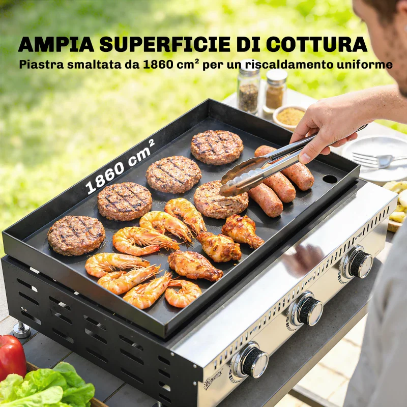 Griglia a Gas Outsunny, portatile da tavolo con vaschetta raccogligrasso, colore nero. - Image 11