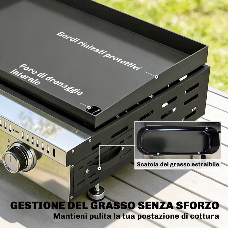 Griglia a Gas Outsunny, portatile da tavolo con vaschetta raccogligrasso, colore nero. - Image 3